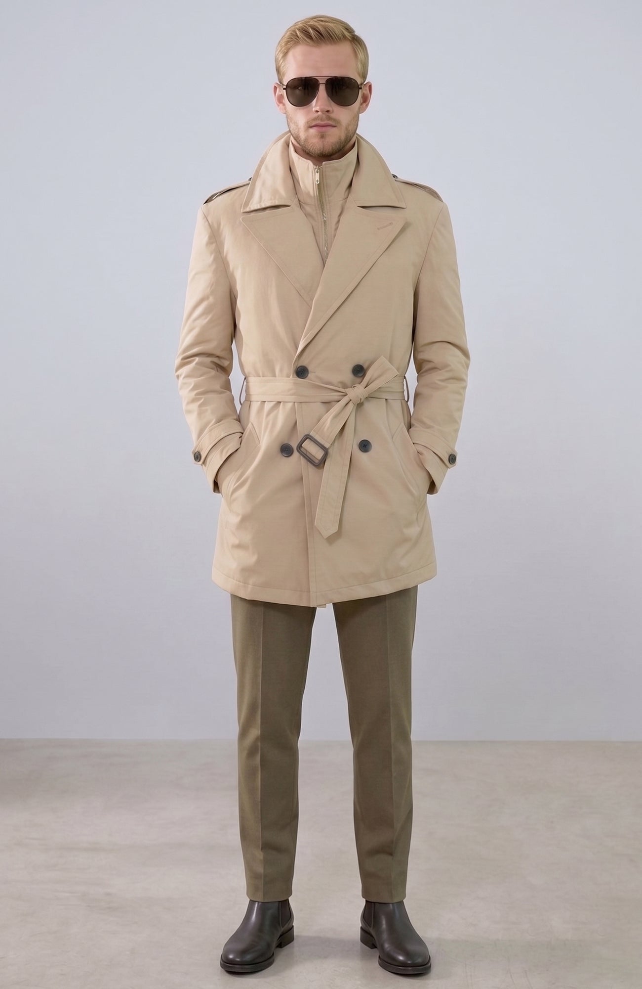 Anikan Beige Trench Coat - MENS - Cardinal of Canada - CA - Anikan Beige Trench Coat