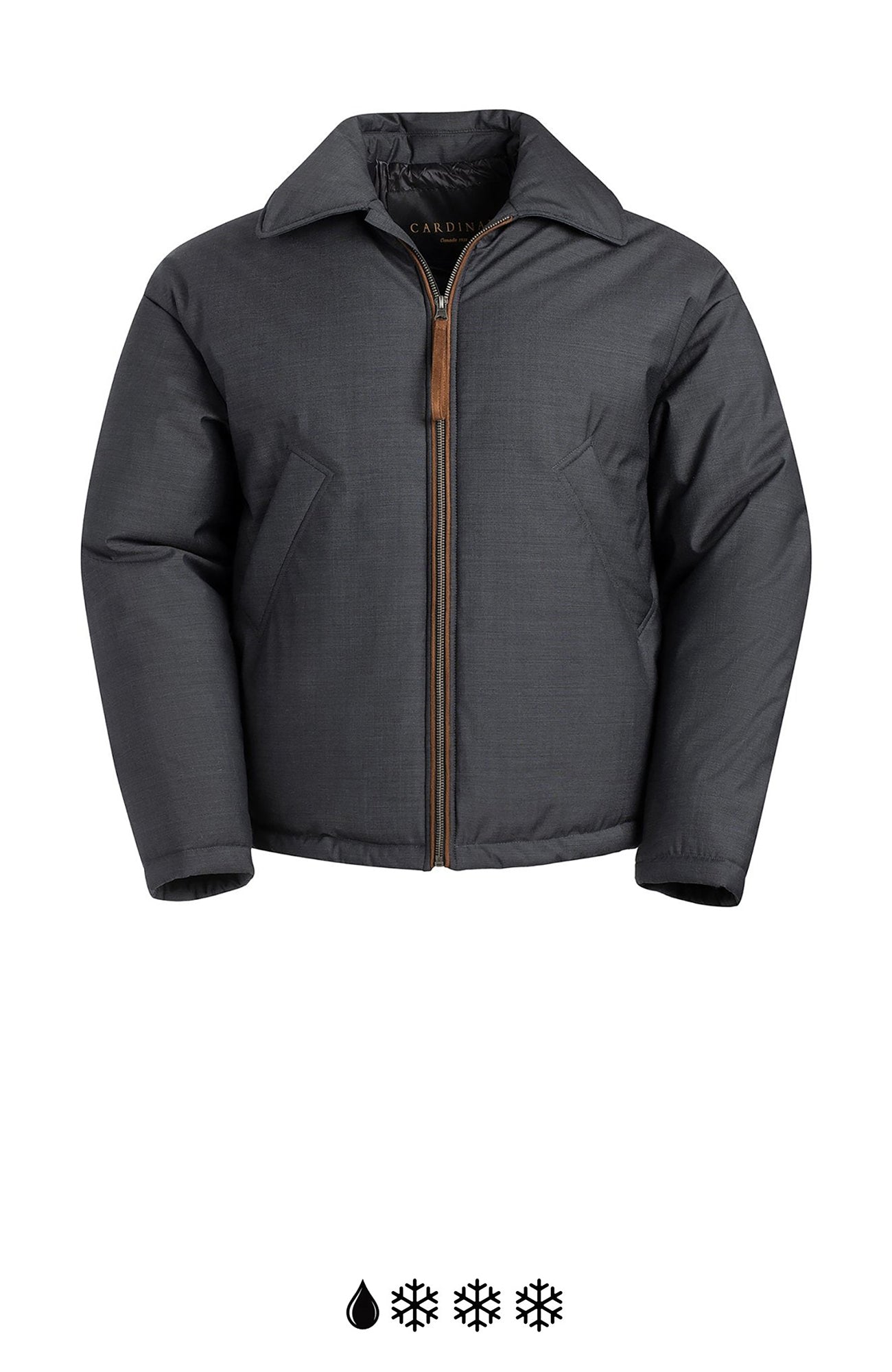 BARTON CHARCOAL WOOL SHORT BOMBER WITH PRIMALOFT LINING - Cardinal of Canada-CA - BARTON CHARCOAL WOOL SHORT BOMBER WITH PRIMALOFT LINING
