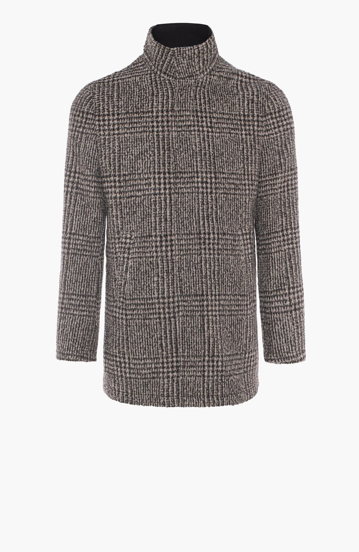 Bryson Wool and Cashmere Brown Check Topcoat