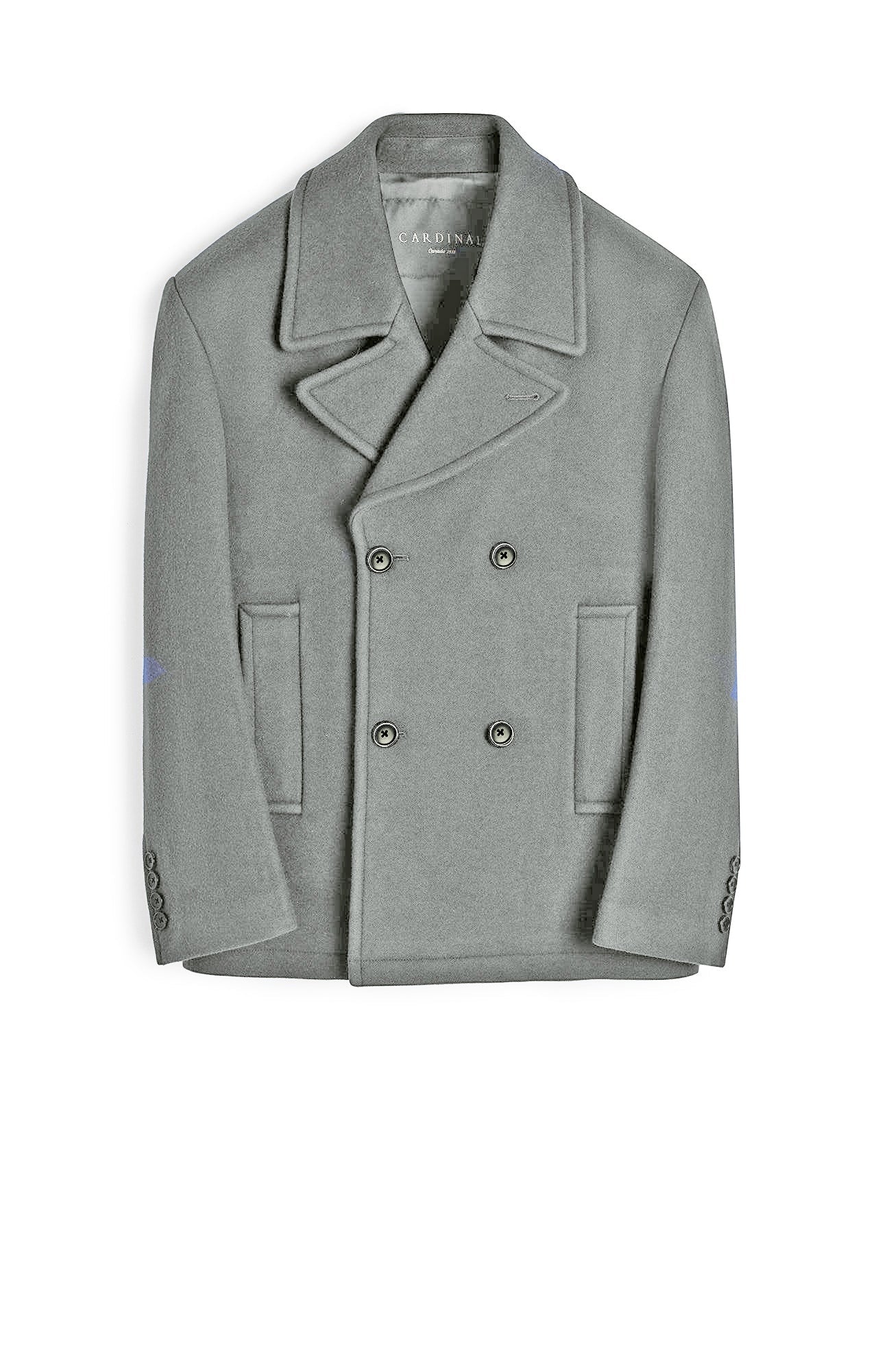 CARRARA MINERAL GREY WOOL CASHMERE PEACOAT - Main Image
