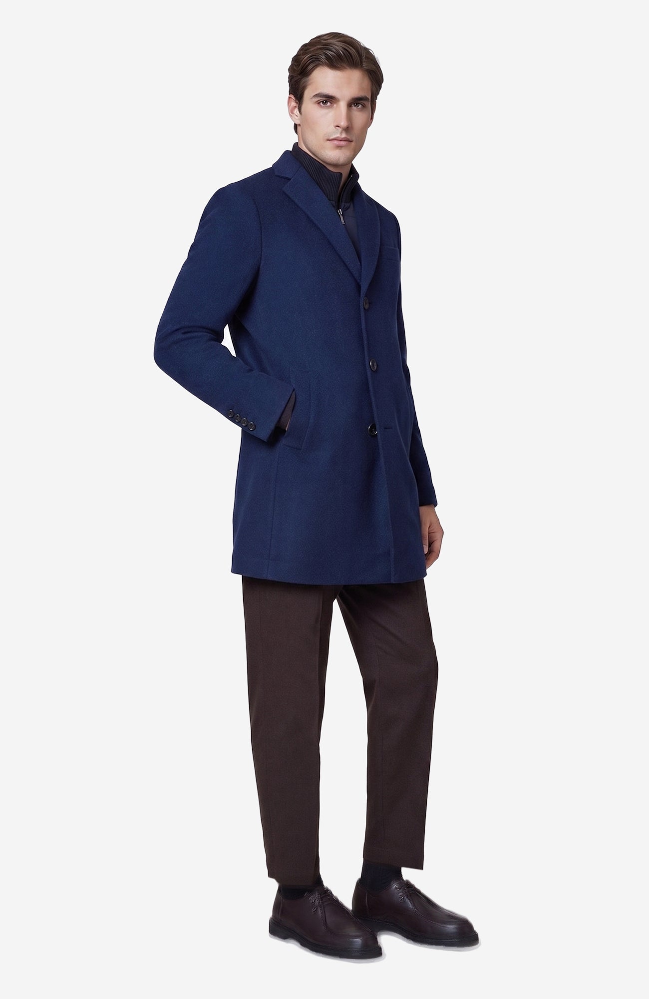 Leclaire Navy Twill Wool & Cashmere Car Coat - MENS - Cardinal of Canada - CA - Leclaire Navy Twill Wool & Cashmere Car Coat