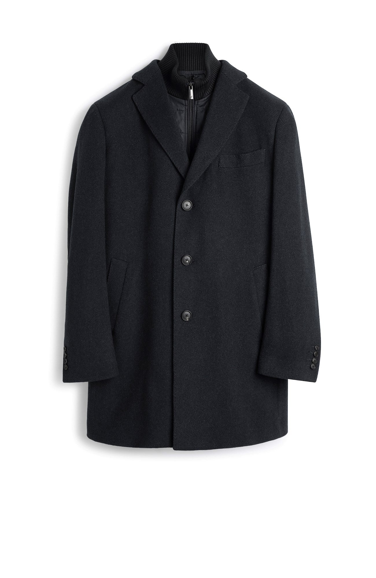 LECLAIRE WOOL CASHMERE CHARCOAL TWILL CAR COAT