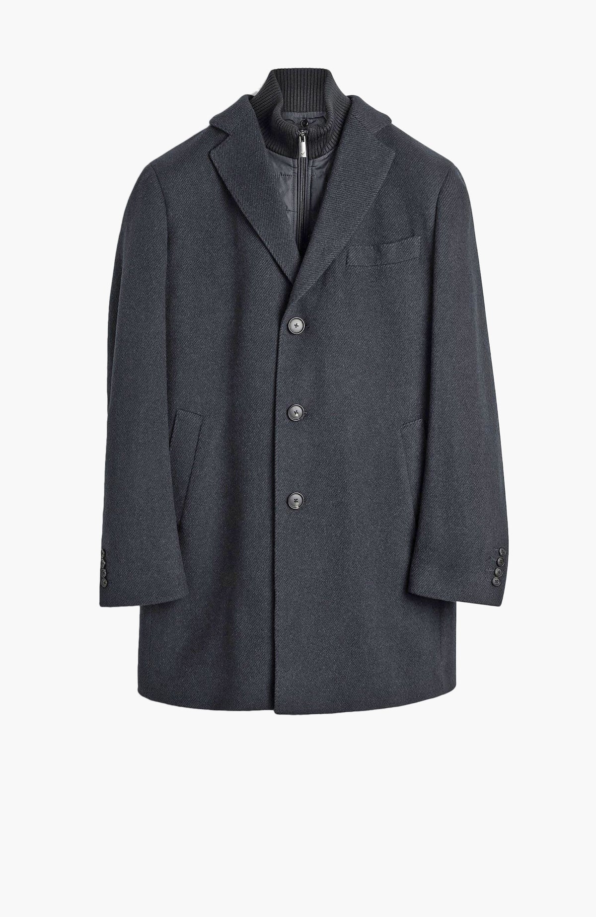 Leclaire Wool & Cashmere Charcoal Twill Car Coat