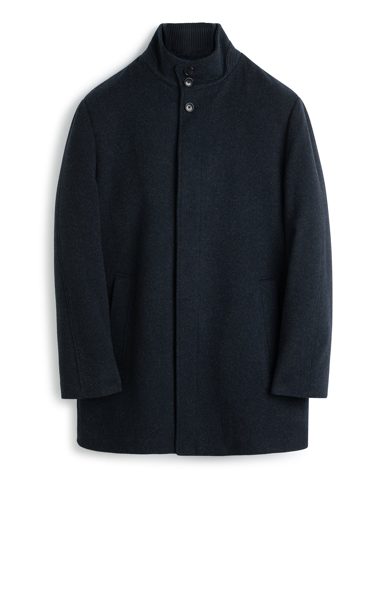 MONT ROYAL NAVY MELANGE WOOL CASHMERE CAR COAT