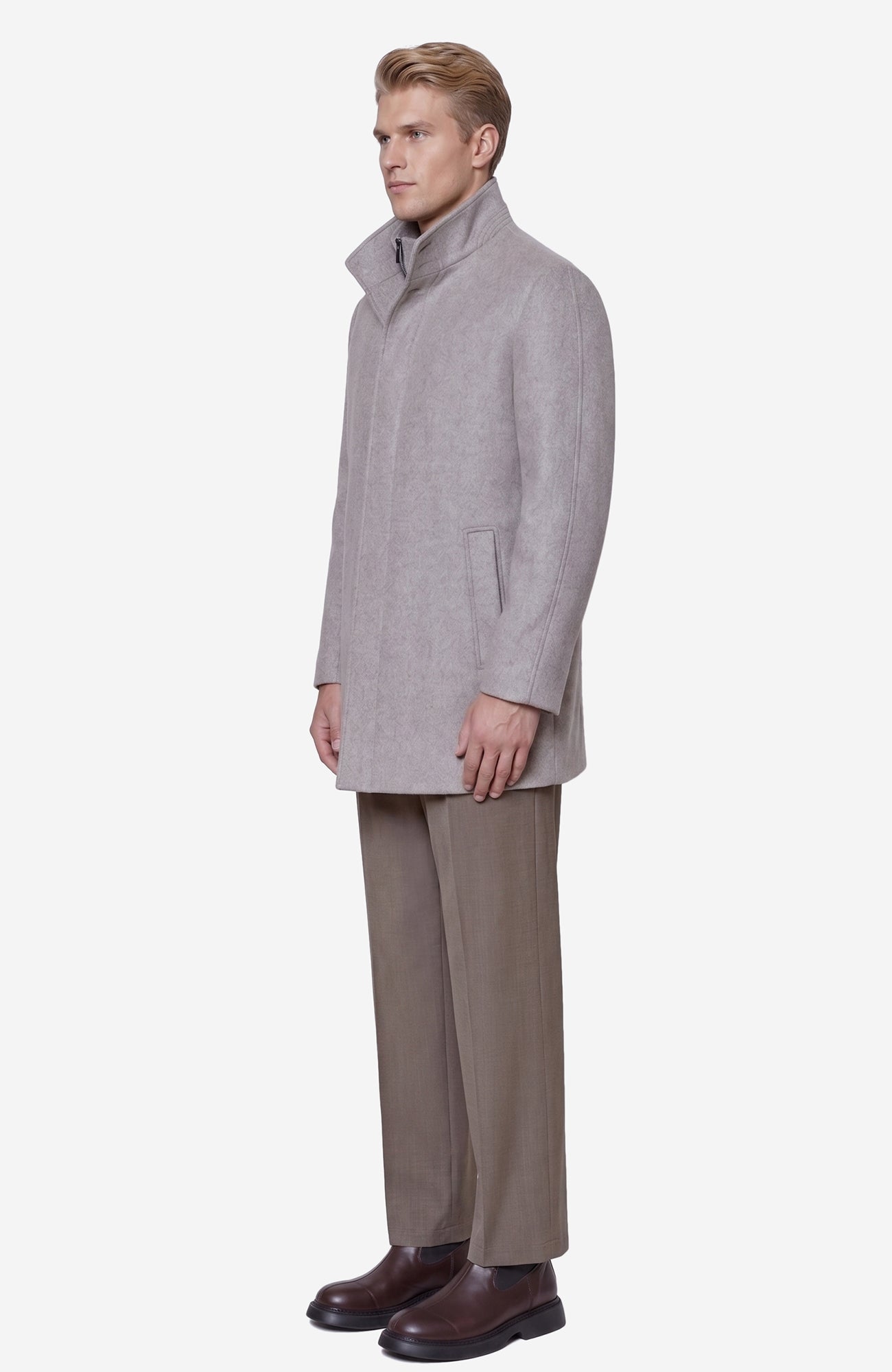 Mont - Royal Taupe Wool & Cashmere Car Coat - MENS - Cardinal of Canada - CA - Mont - Royal Taupe Wool & Cashmere Car Coat