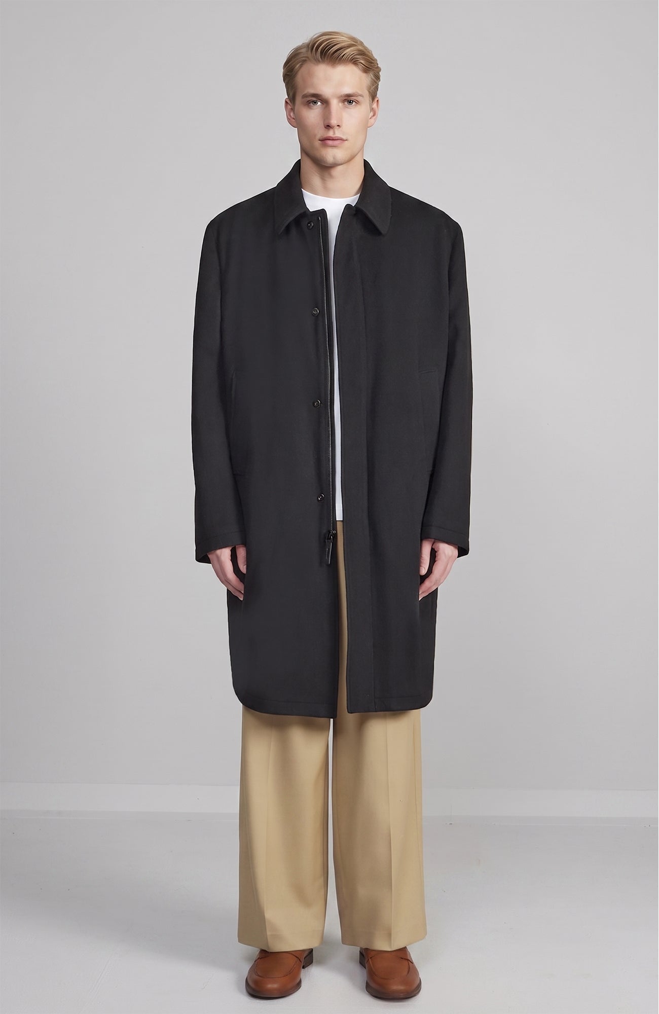 Noah Black Wool & Cashmere Topcoat - MENS - Cardinal of Canada - CA - Noah Black Wool & Cashmere Topcoat