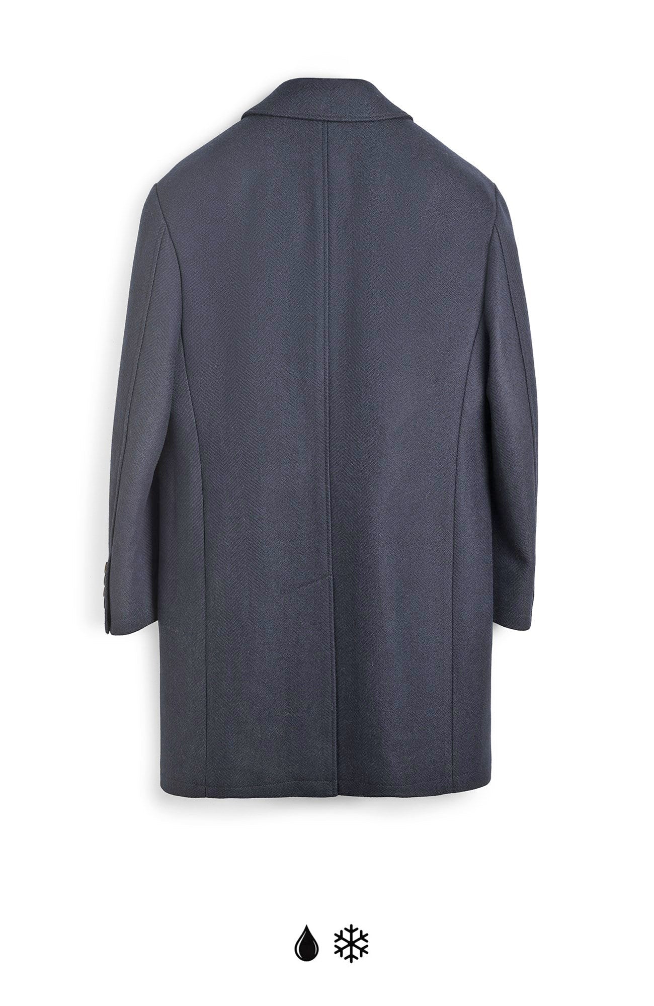 PLATINUM NAVY HERRINGBONE WOOL OVERCOAT - MENS - Cardinal of Canada - CA - PLATINUM NAVY HERRINGBONE WOOL OVERCOAT