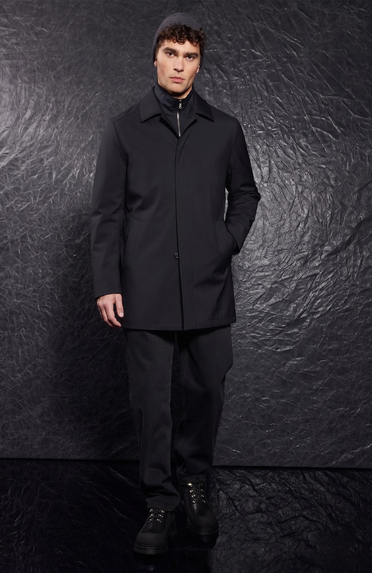 Samson Black Wool City Coat - MENS - Cardinal of Canada-CA - Samson Black Wool City Coat