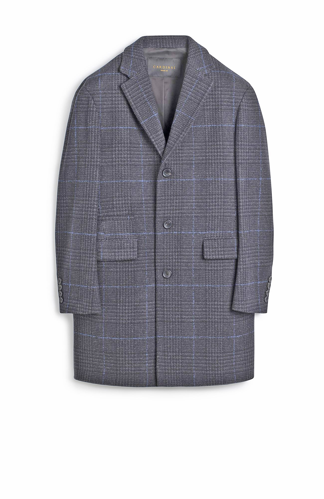 Sherwood Charcoal Plaid Wool & Cashmere Topcoat - MENS - Cardinal of Canada - CA - Sherwood Charcoal Plaid Wool & Cashmere Topcoat