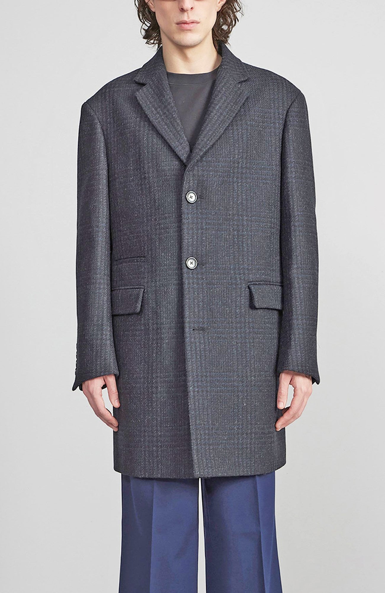Sherwood Navy Plaid Wool Topcoat
