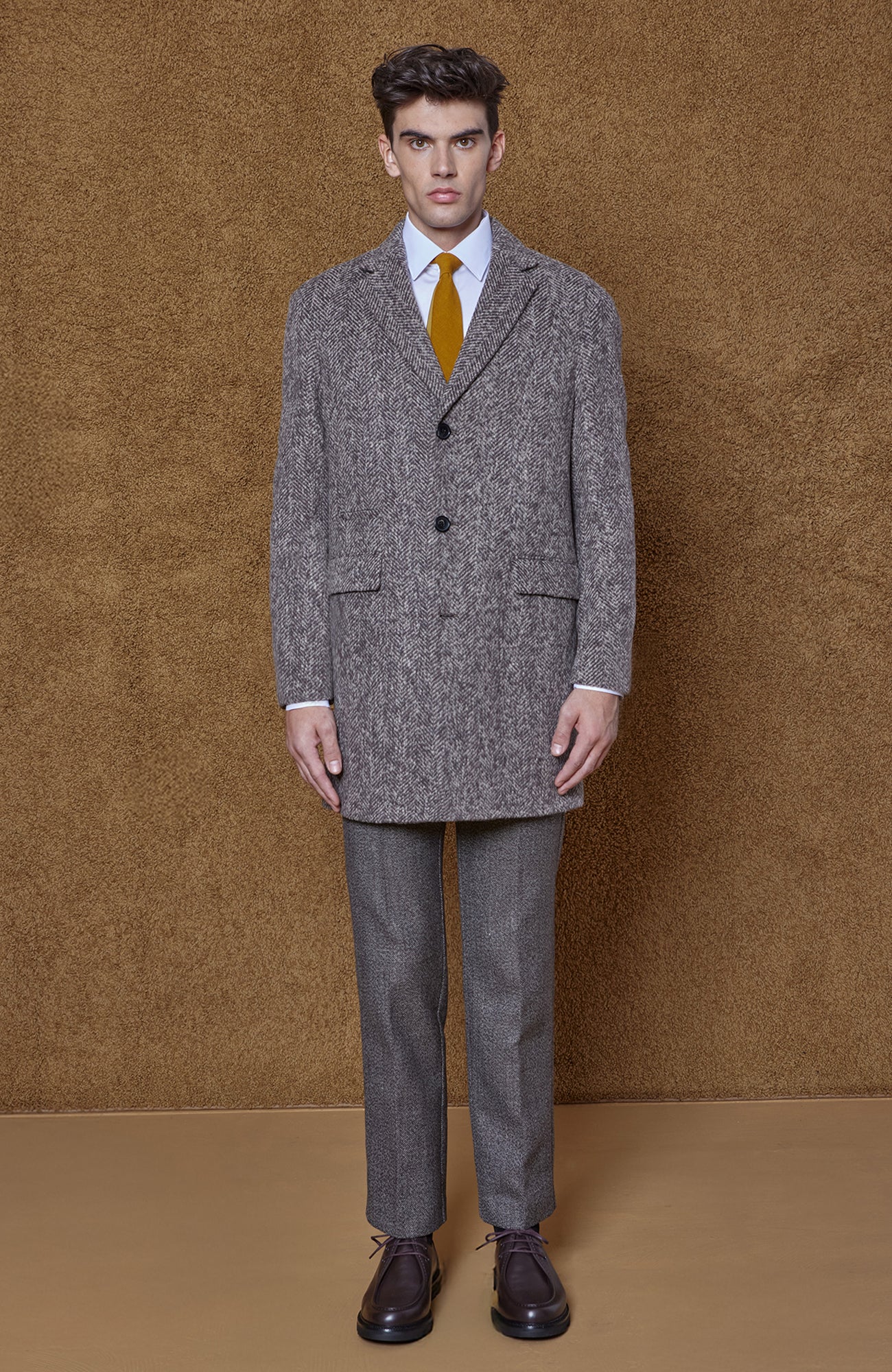 SHERWOOD TAUPE HERRINBONE WOOL & ALPACA TOPCOAT - MENS - Cardinal of Canada - CA - SHERWOOD TAUPE HERRINBONE WOOL & ALPACA TOPCOAT