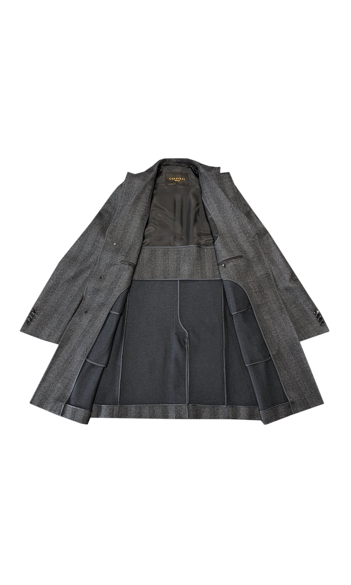 Stedwell Charcoal Herringbone Wool Topcoat - MENS - Cardinal of Canada - CA - Stedwell Charcoal Herringbone Wool Topcoat