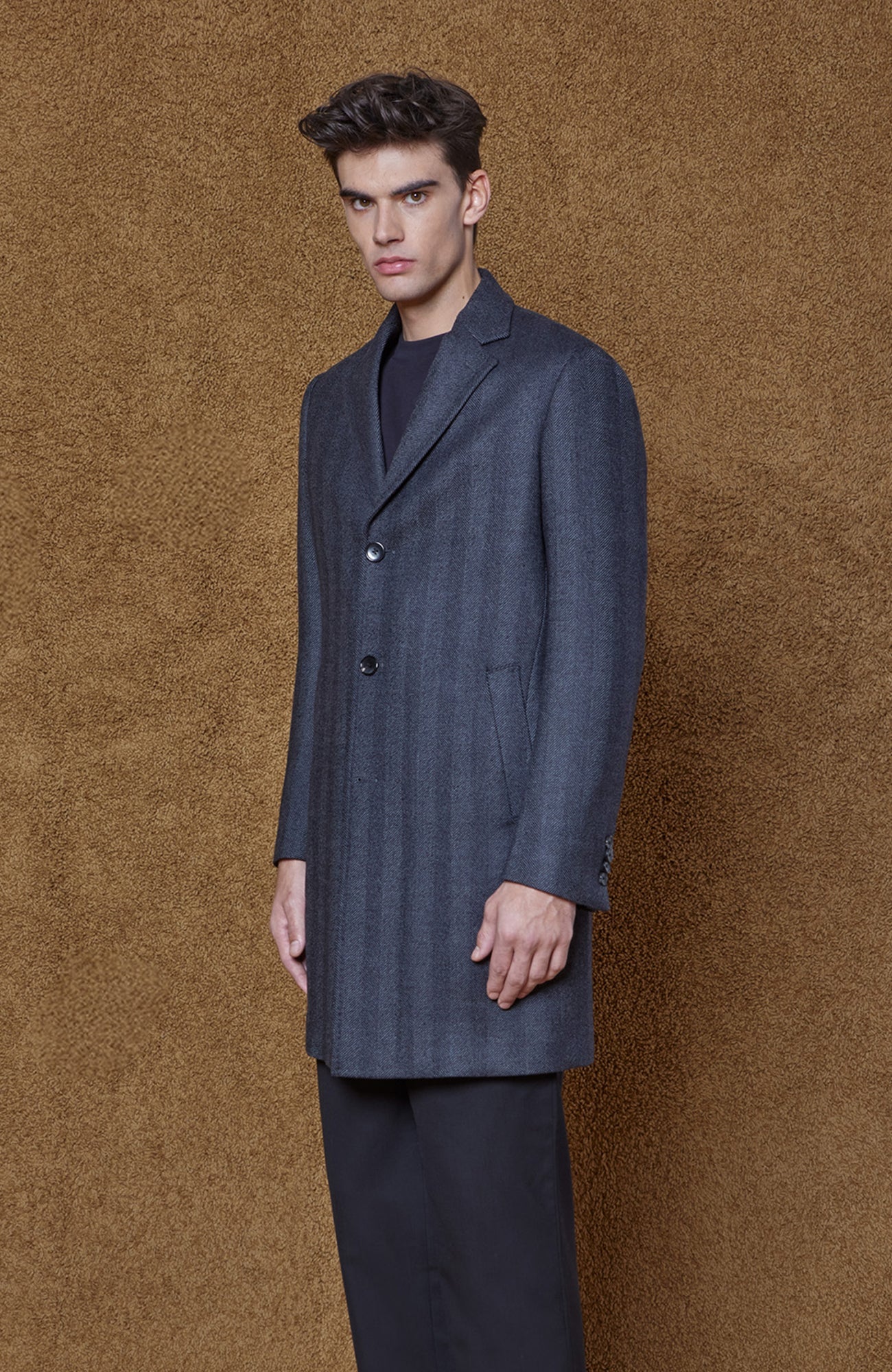 Stedwell Charcoal Herringbone Wool Topcoat - MENS - Cardinal of Canada - CA - Stedwell Charcoal Herringbone Wool Topcoat