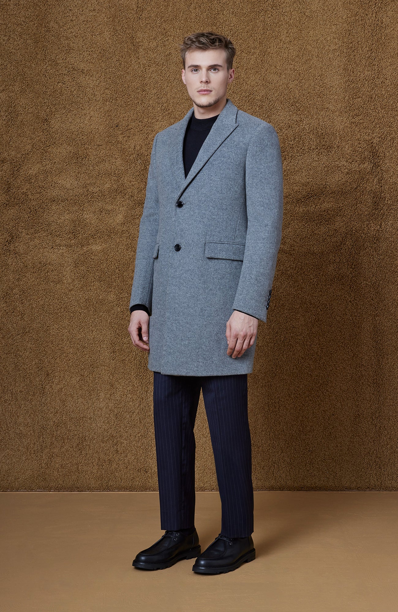 SUTTON LIGHT GREY WOOL TOPCOAT