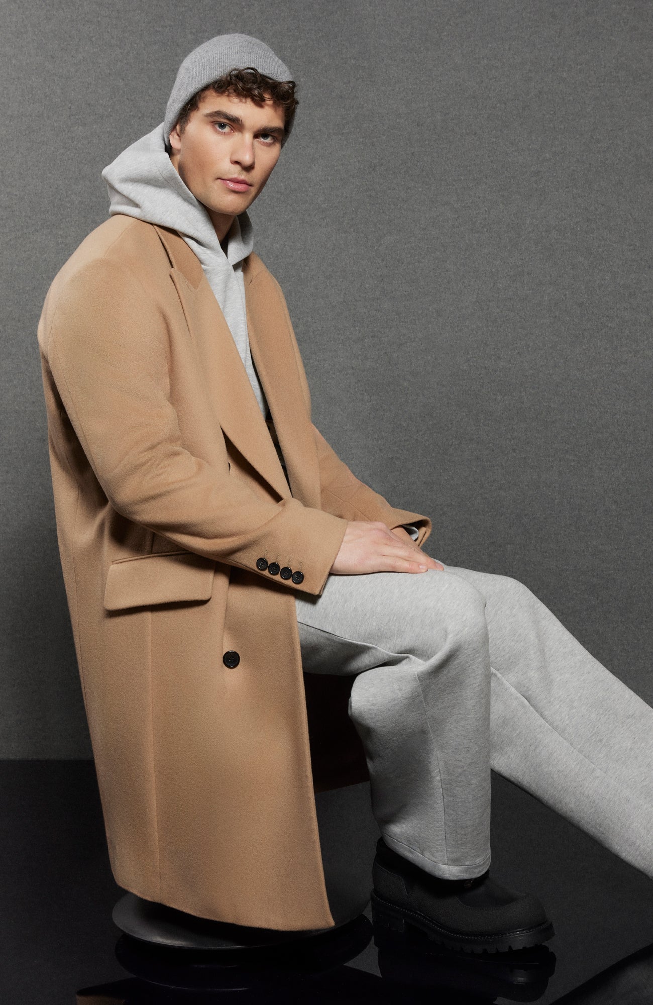 Manteau long en laine et cachemire Thomas