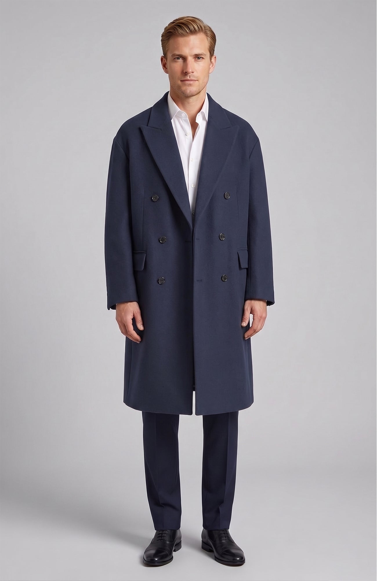 Thomas Navy Cashmere Overcoat