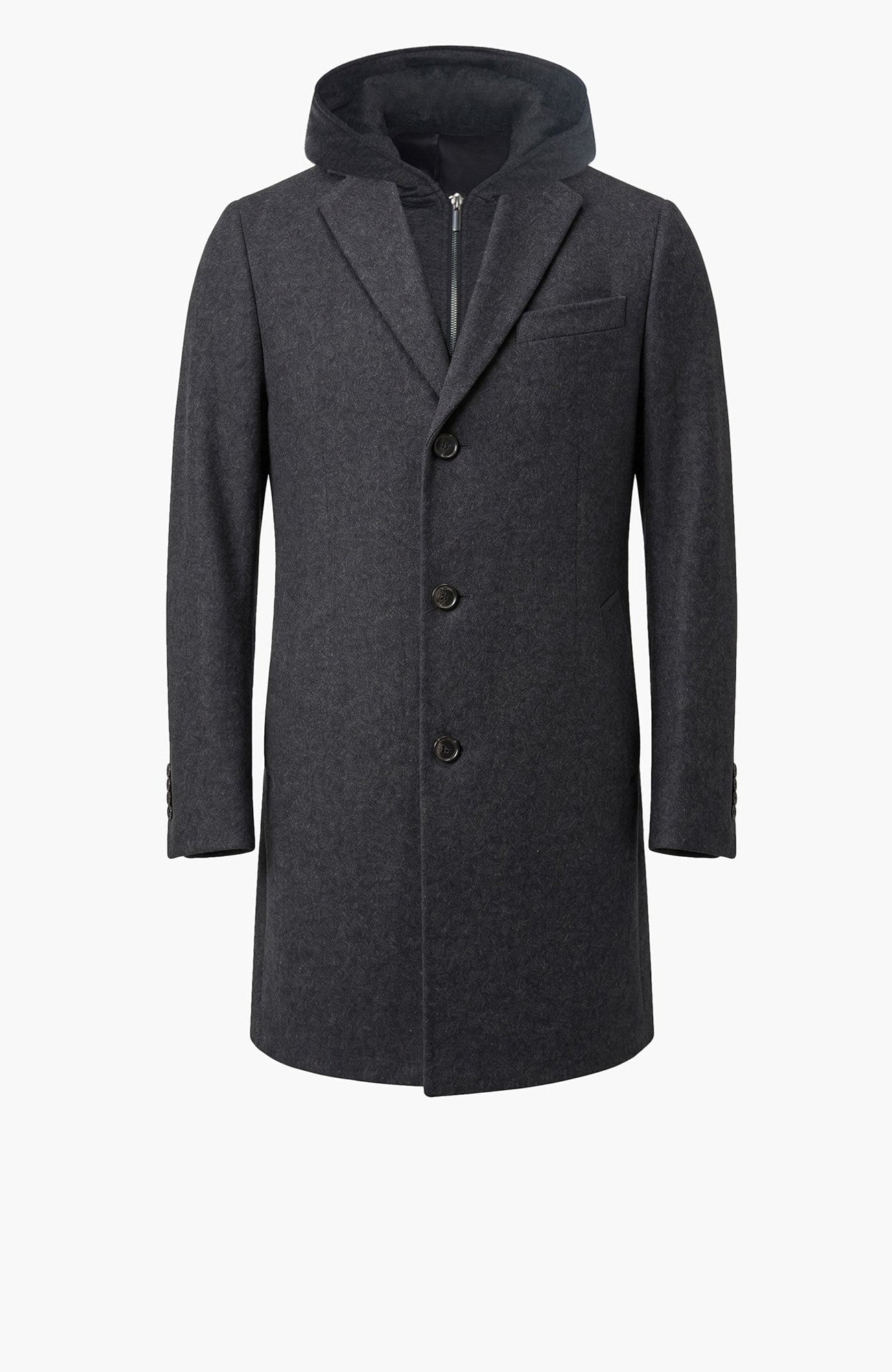 Titan Charcoal Wool & Cashmere Topcoat - MENS - Cardinal of Canada-CA - Titan Charcoal Wool & Cashmere Topcoat