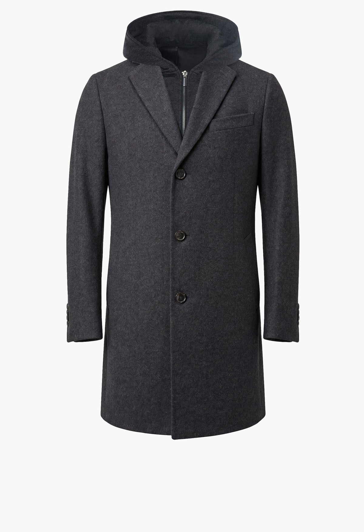 Titan Charcoal Wool & Cashmere Topcoat - MENS - Cardinal of Canada-CA - Titan Charcoal Wool & Cashmere Topcoat