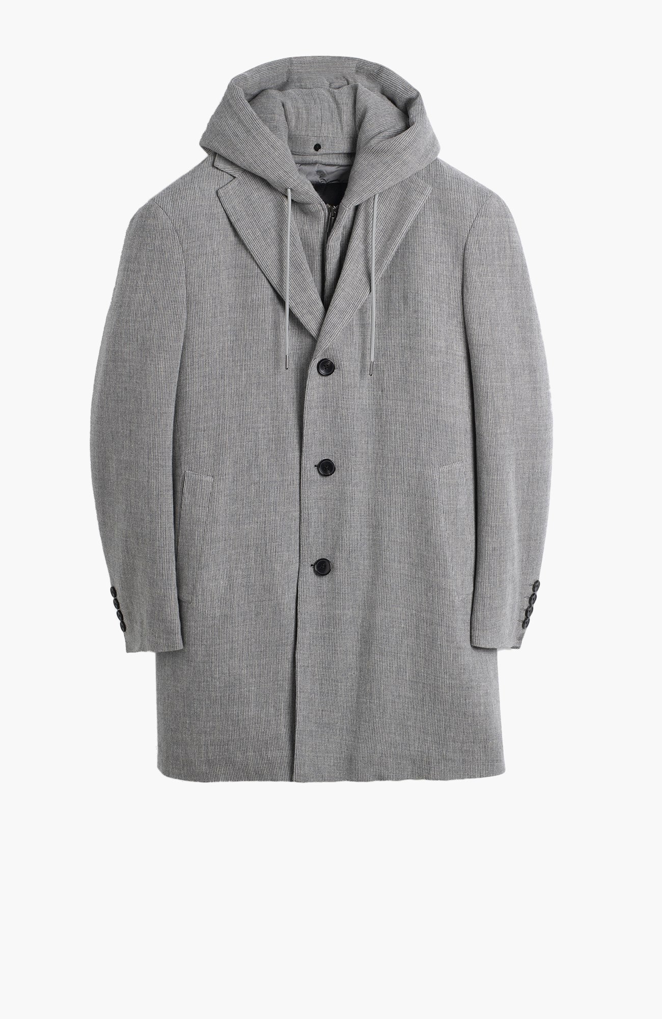 Tyson Gray Mélange Wool & Cashmere Topcoat With Primaloft - MENS - Cardinal of Canada-CA - Tyson Gray Mélange Wool & Cashmere Topcoat With Primaloft