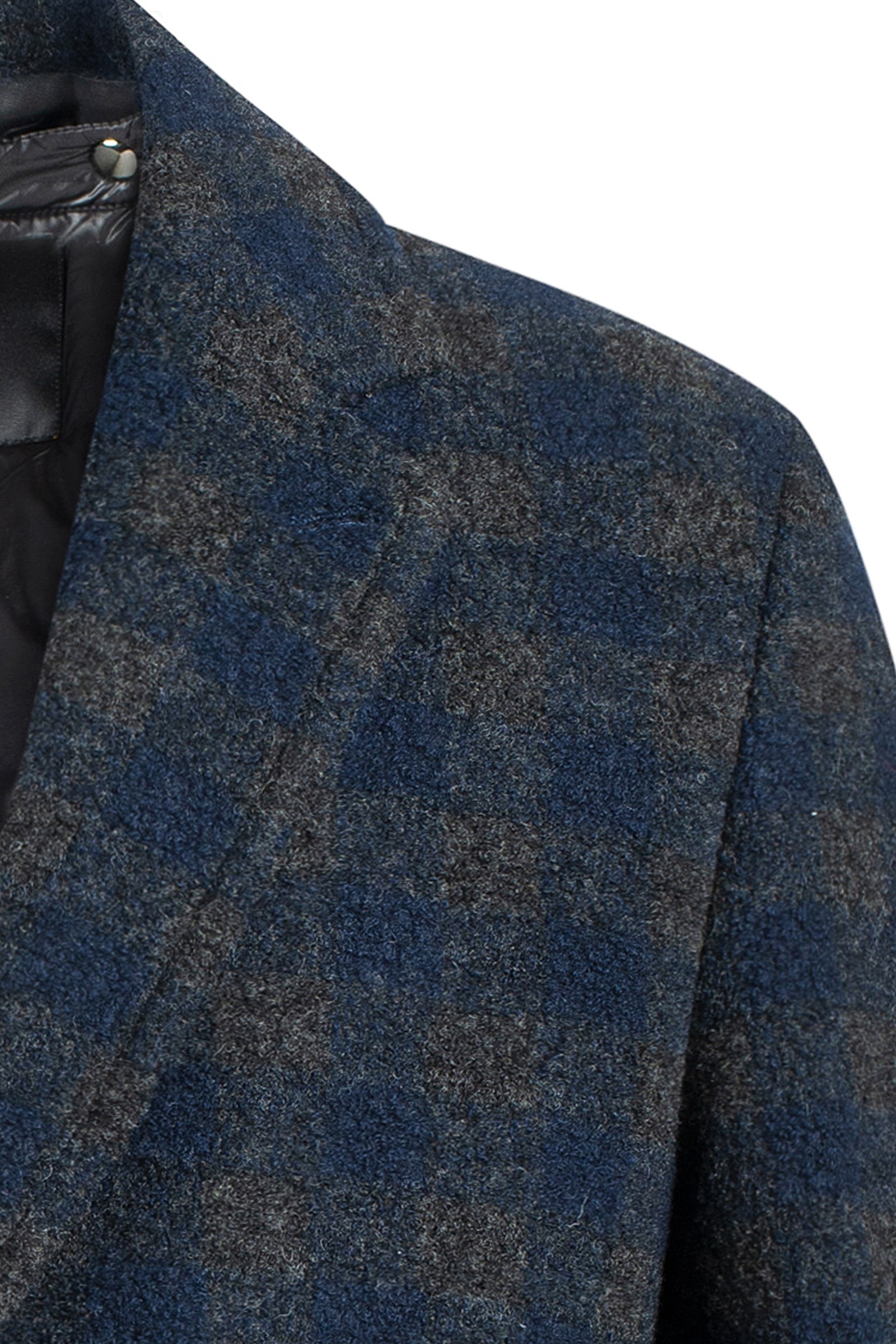 BARRETT CHARCOAL & NAVY CHECK WOOL JACKET - Cardinal of Canada-CA - Barrett boucle wool navy and charcoal check jacket 32 inches length