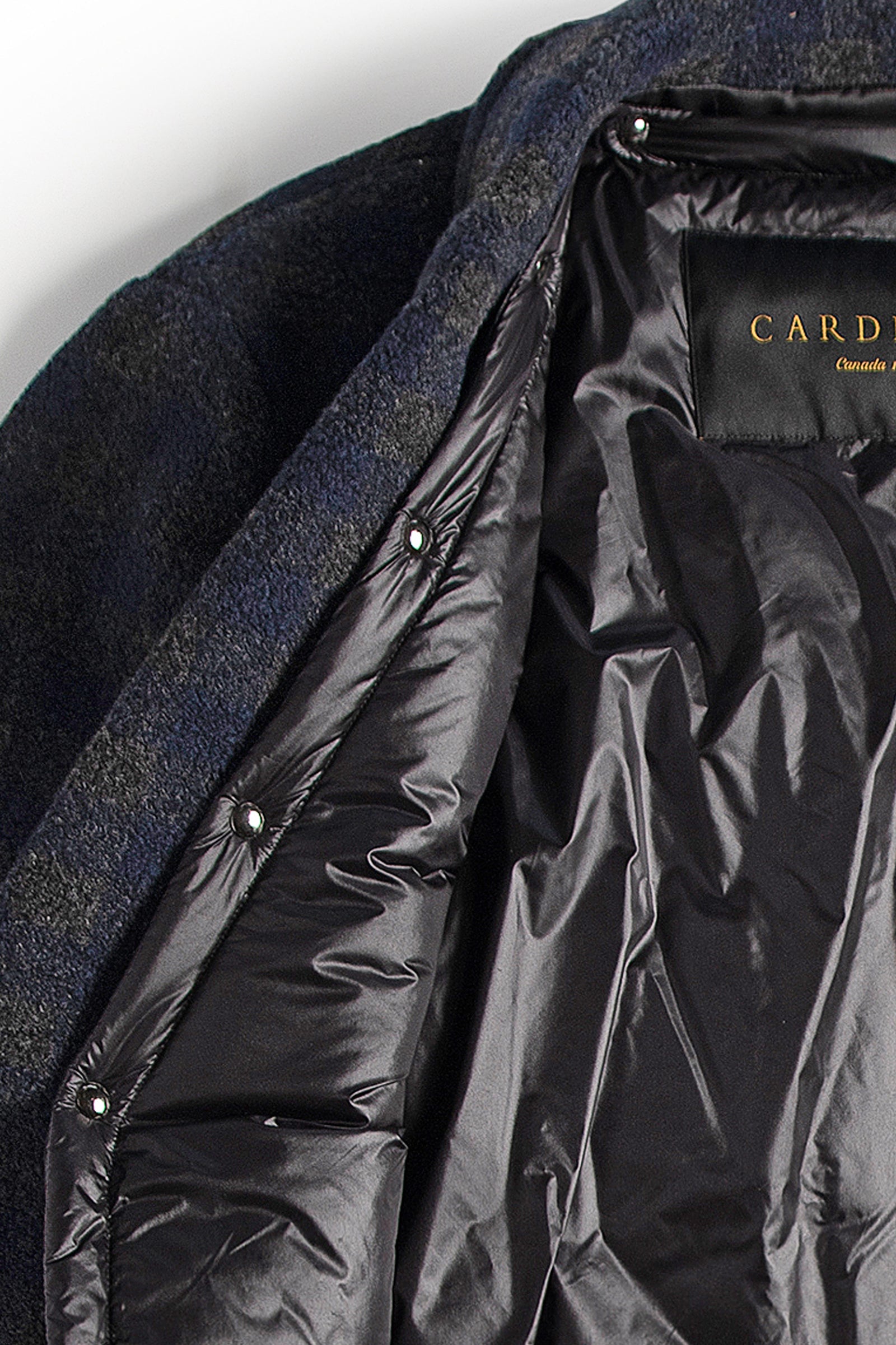 BARRETT CHARCOAL & NAVY CHECK WOOL JACKET - Cardinal of Canada-CA - Barrett boucle wool navy and charcoal check jacket 32 inches length