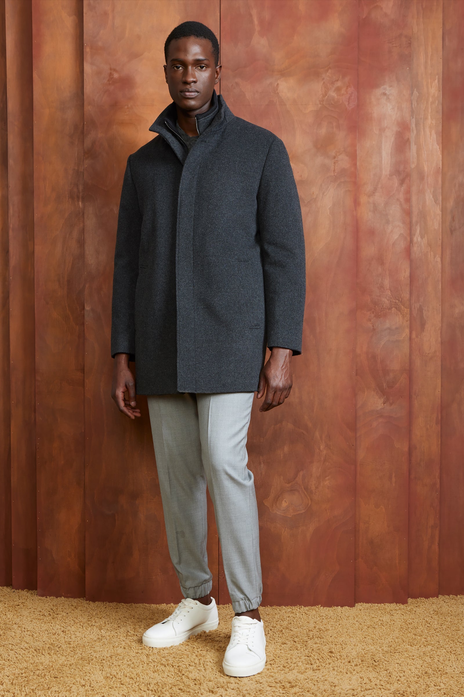 MONT ROYAL BLACK WOOL CASHMERE CAR COAT