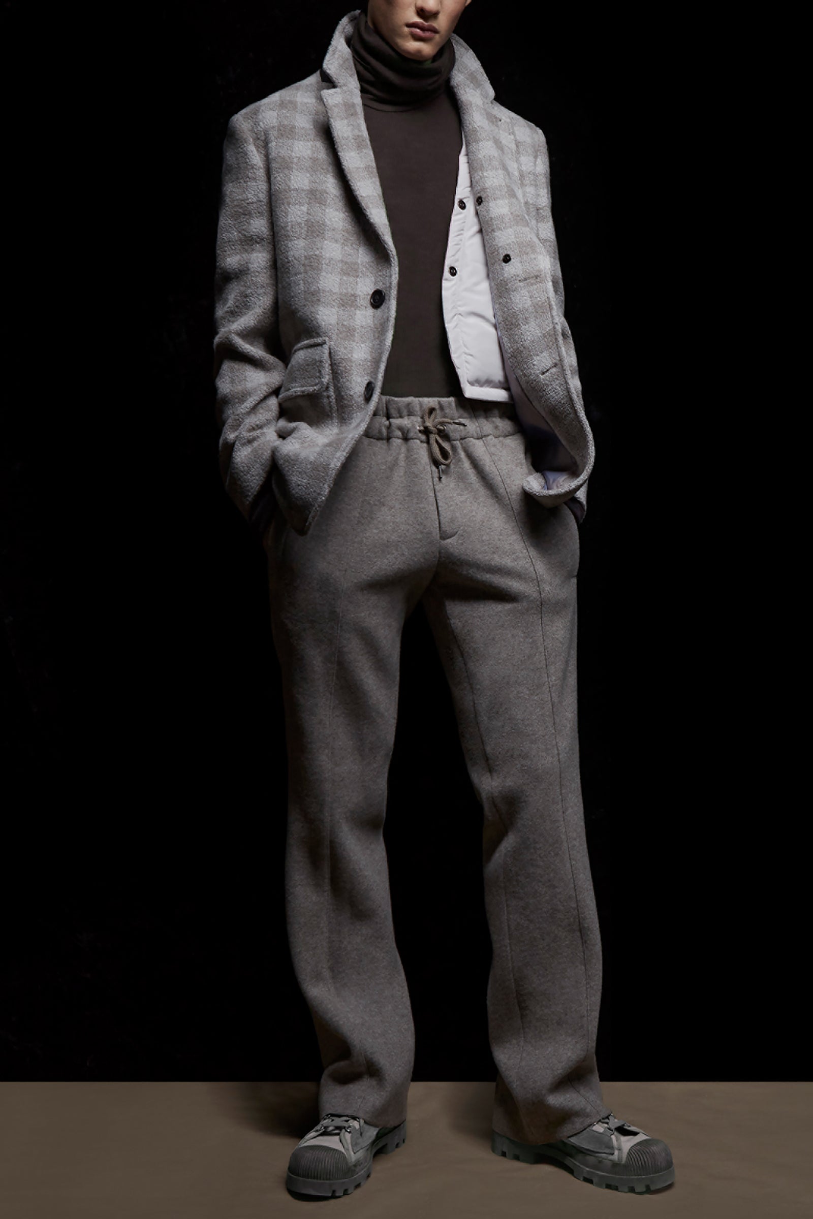 LIMITED EDITION:  BARRETT GREY & TAUPE CHECK WOOL JACKET
