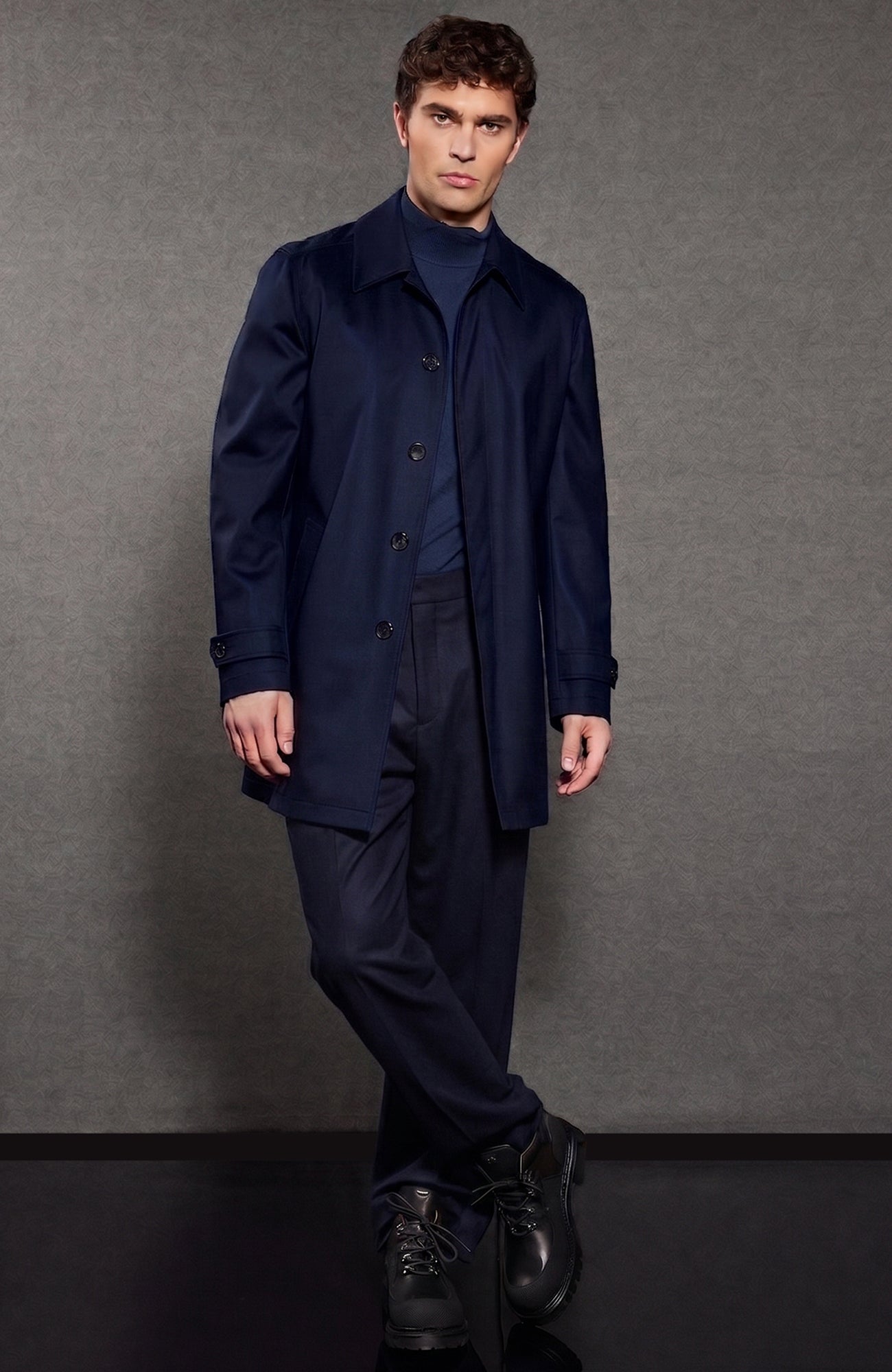 McCord Fancy Navy twill Raincoat