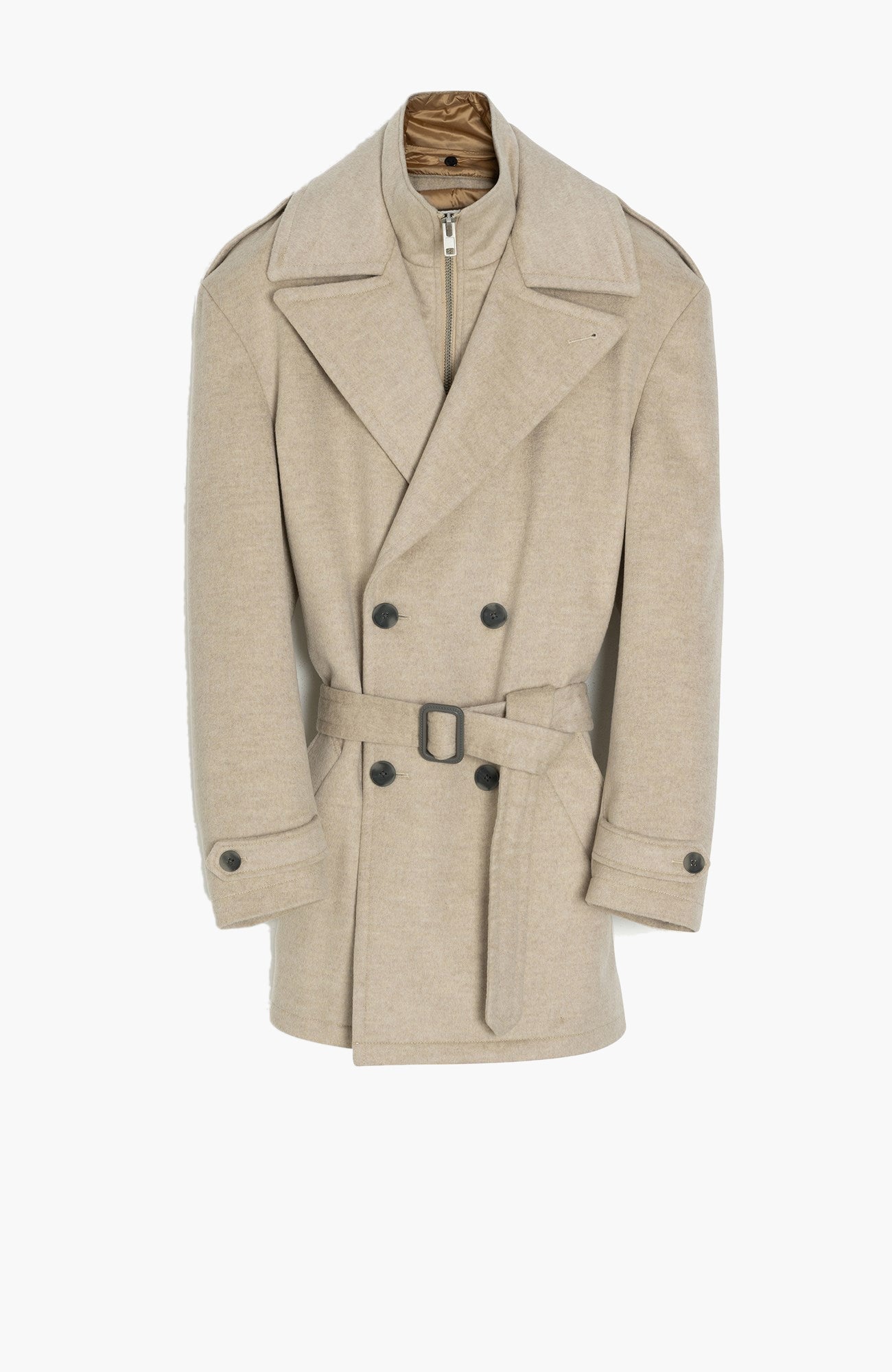 Anikan Oatmeal Cashmere Trench Coat - MENS - Cardinal of Canada-CA - Anikan Oatmeal Cashmere Trench Coat