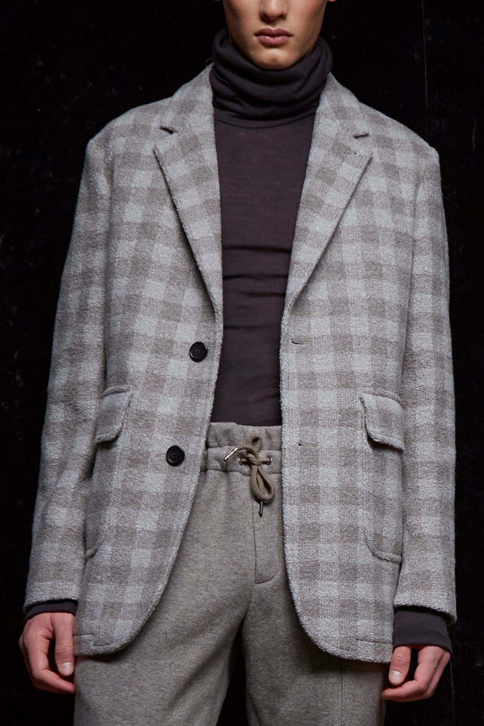LIMITED EDITION:  BARRETT GREY & TAUPE CHECK WOOL JACKET