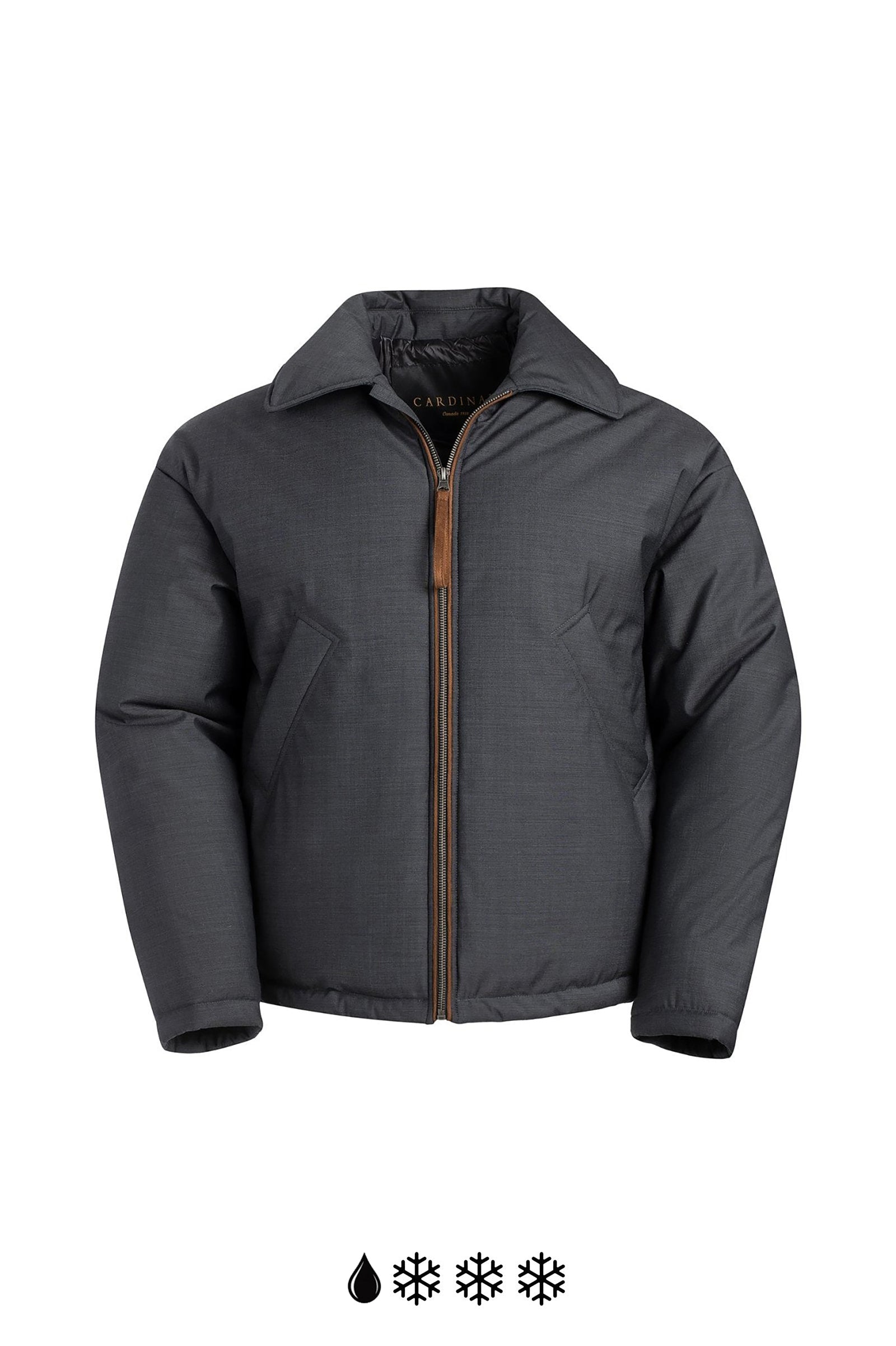 BARTON CHARCOAL WOOL SHORT BOMBER WITH PRIMALOFT LINING