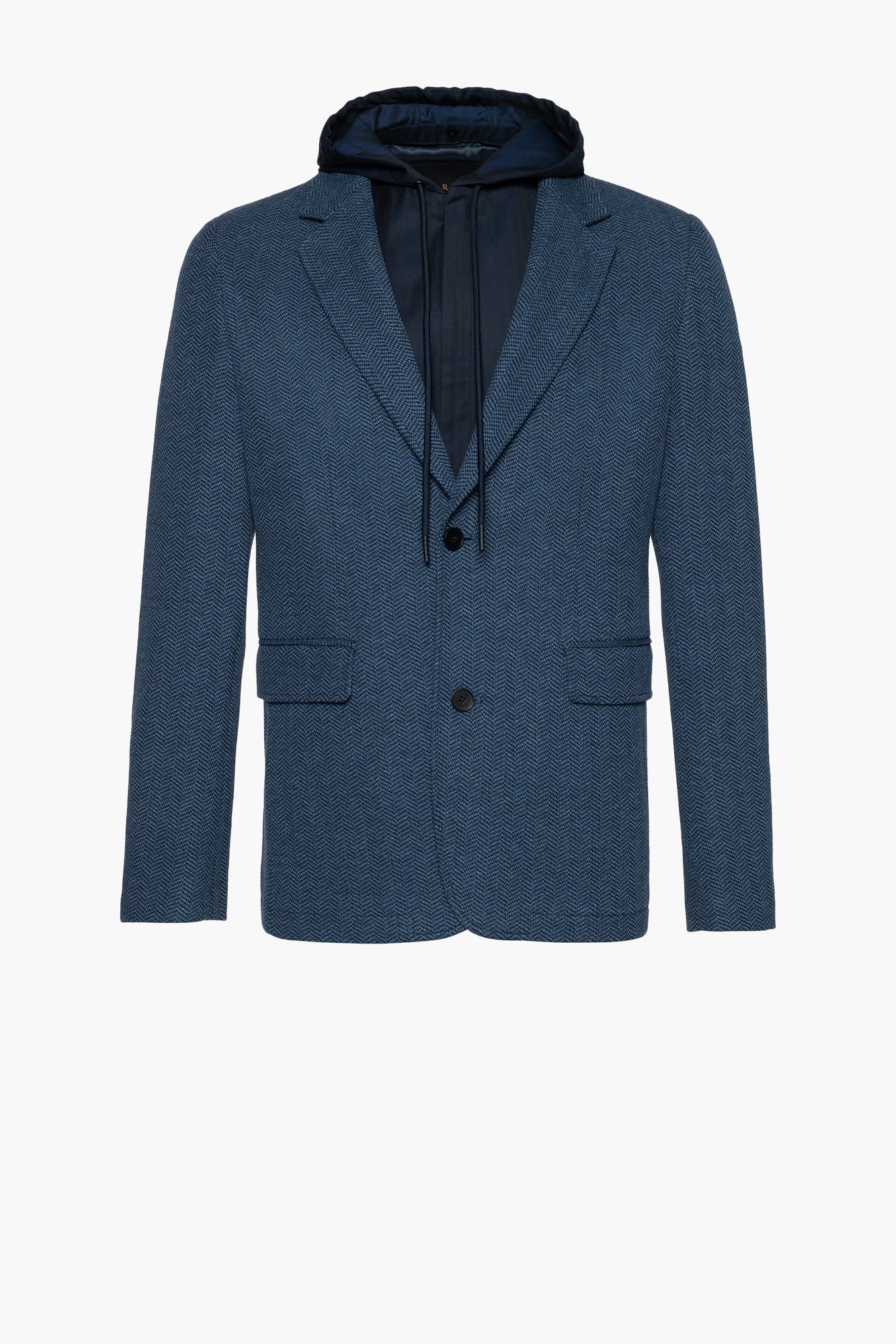 Brandon Blue Herringbone Hooded Sports Coat - Cardinal of Canada-CA - Brandon Blue Herringbone Hooded Sports Coat