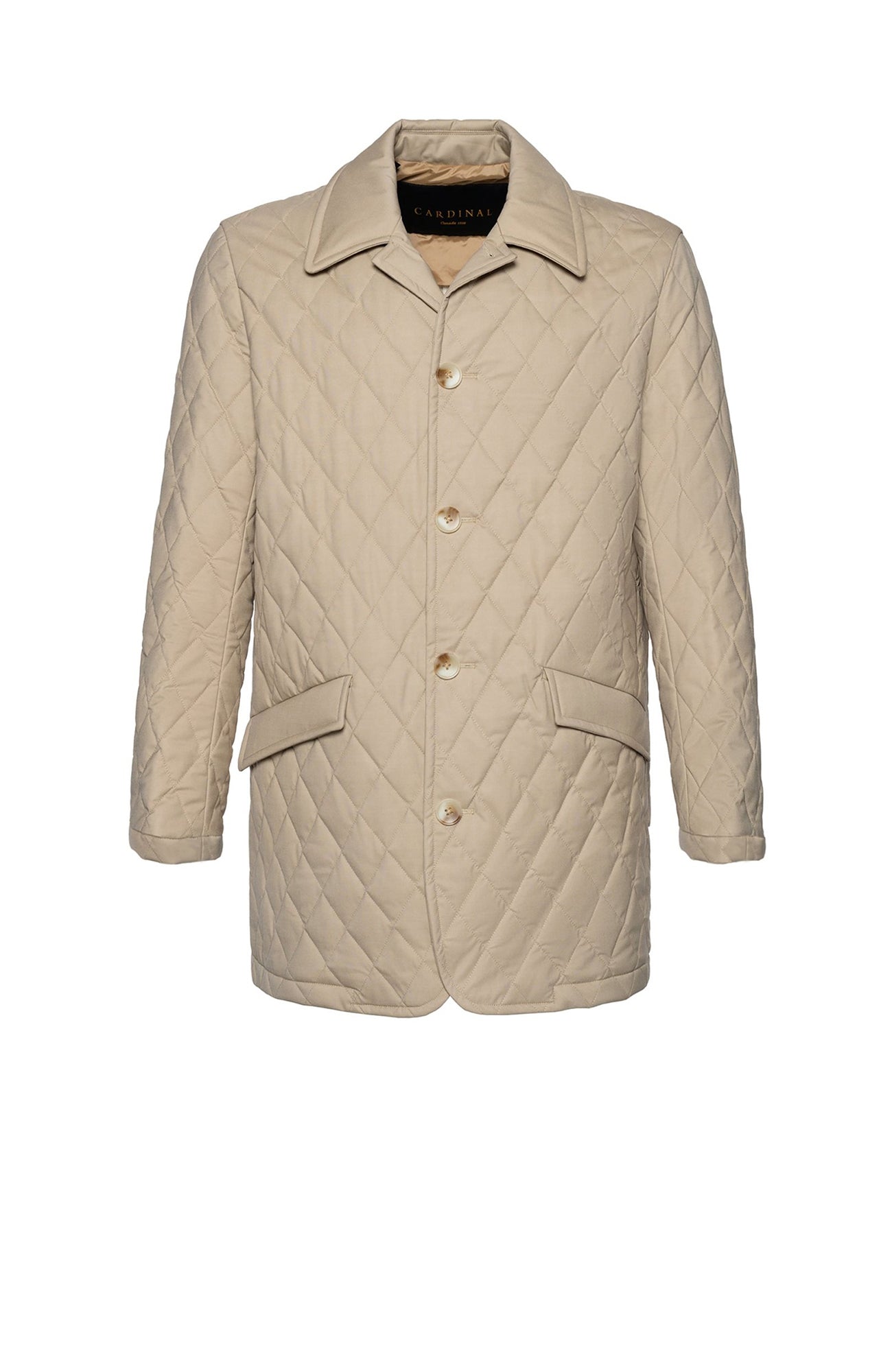 BYRON TAN DIAMOND QUILTED CARCOAT 33.5 inch in length