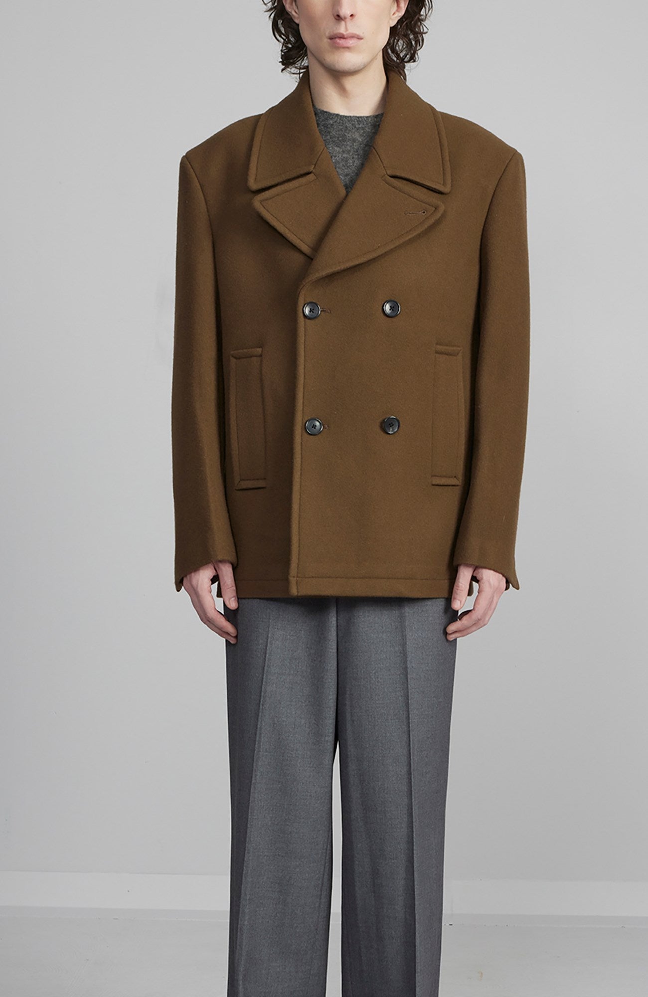 CARRARA KHAKI WOOL & CASHMERE PEACOAT - MENS - Cardinal of Canada - CA - CARRARA KHAKI WOOL & CASHMERE PEACOAT