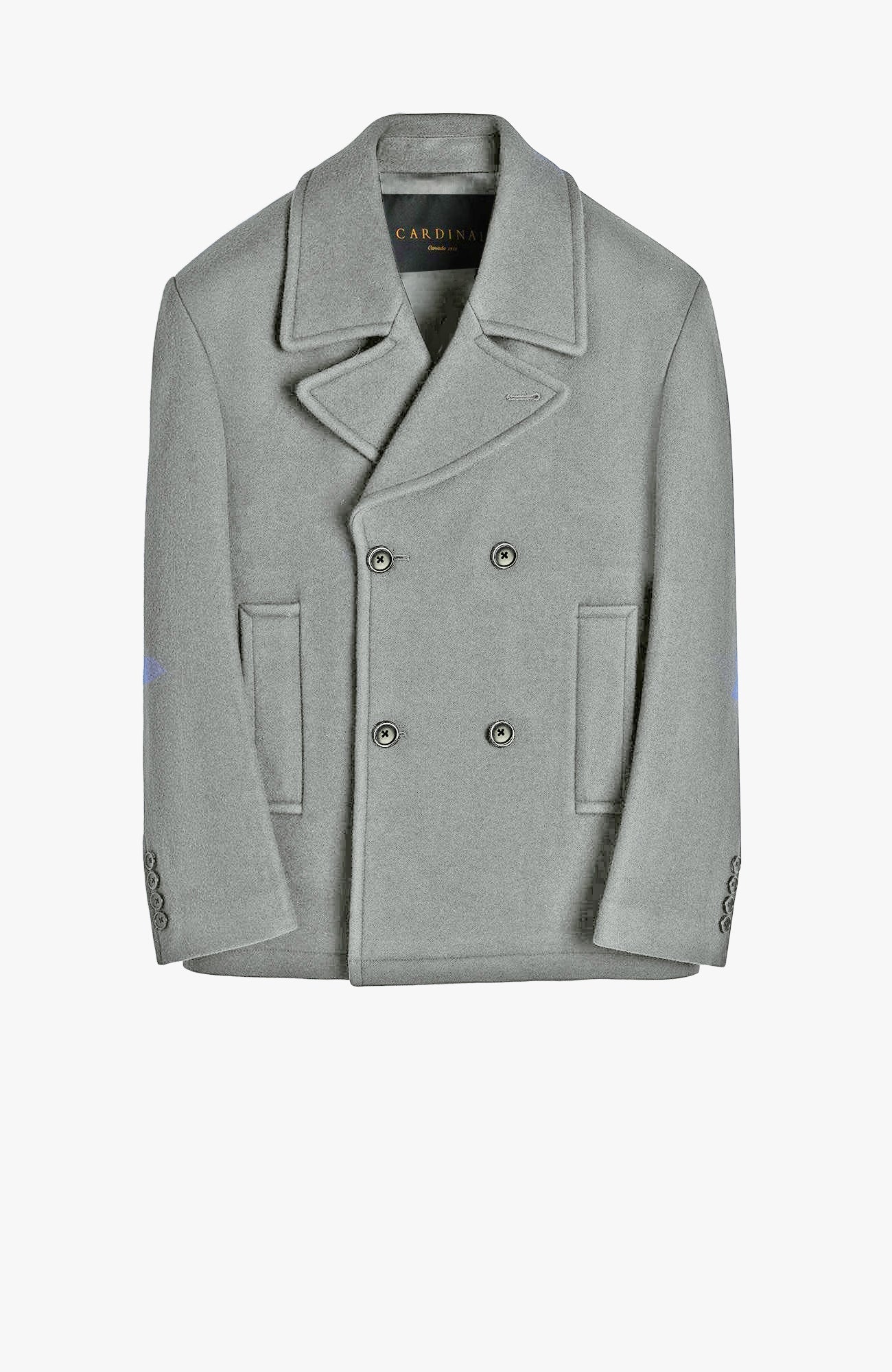 Carrara Mineral Grey Wool & Cashmere Peacoat - MENS - Cardinal of Canada-CA - Carrara Mineral Grey Wool & Cashmere Peacoat
