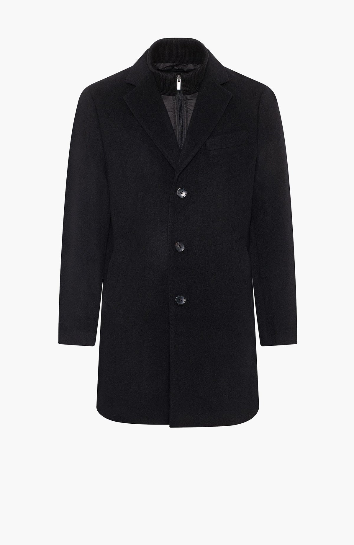 LeClaire Black Wool & Cashmere Topcoat - MENS - Cardinal of Canada-CA - LeClaire Black Wool & Cashmere Topcoat