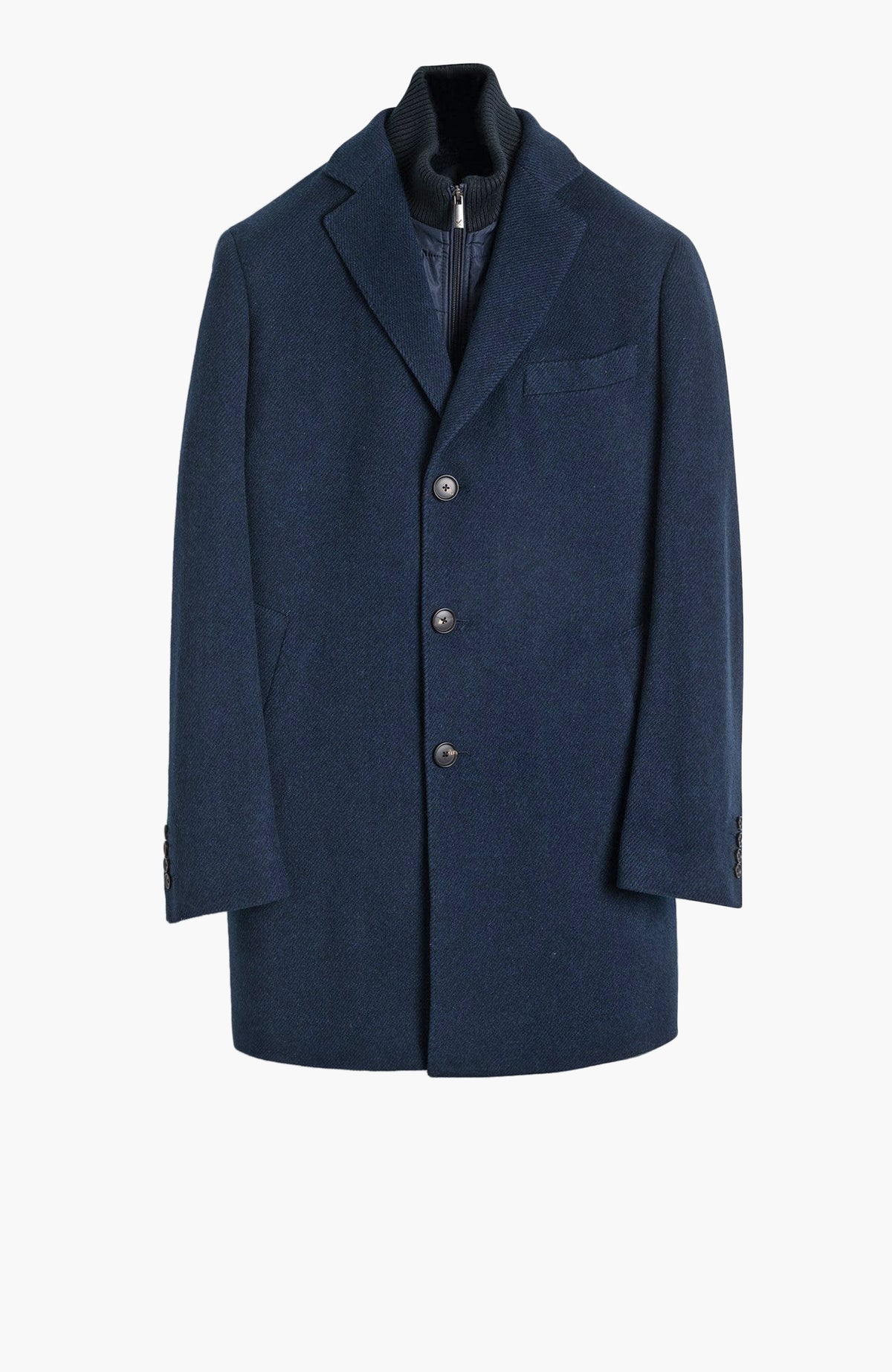Leclaire Navy Twill Wool & Cashmere Car Coat