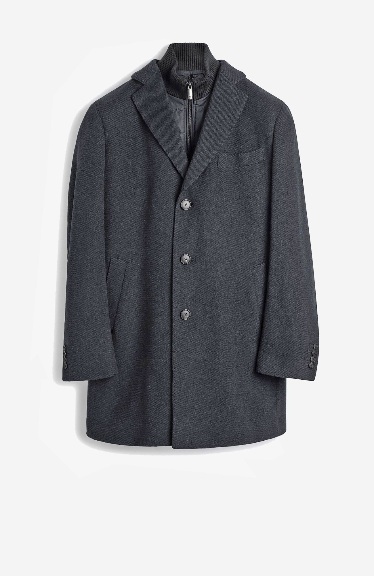 Leclaire Wool & Cashmere Charcoal Twill Car Coat