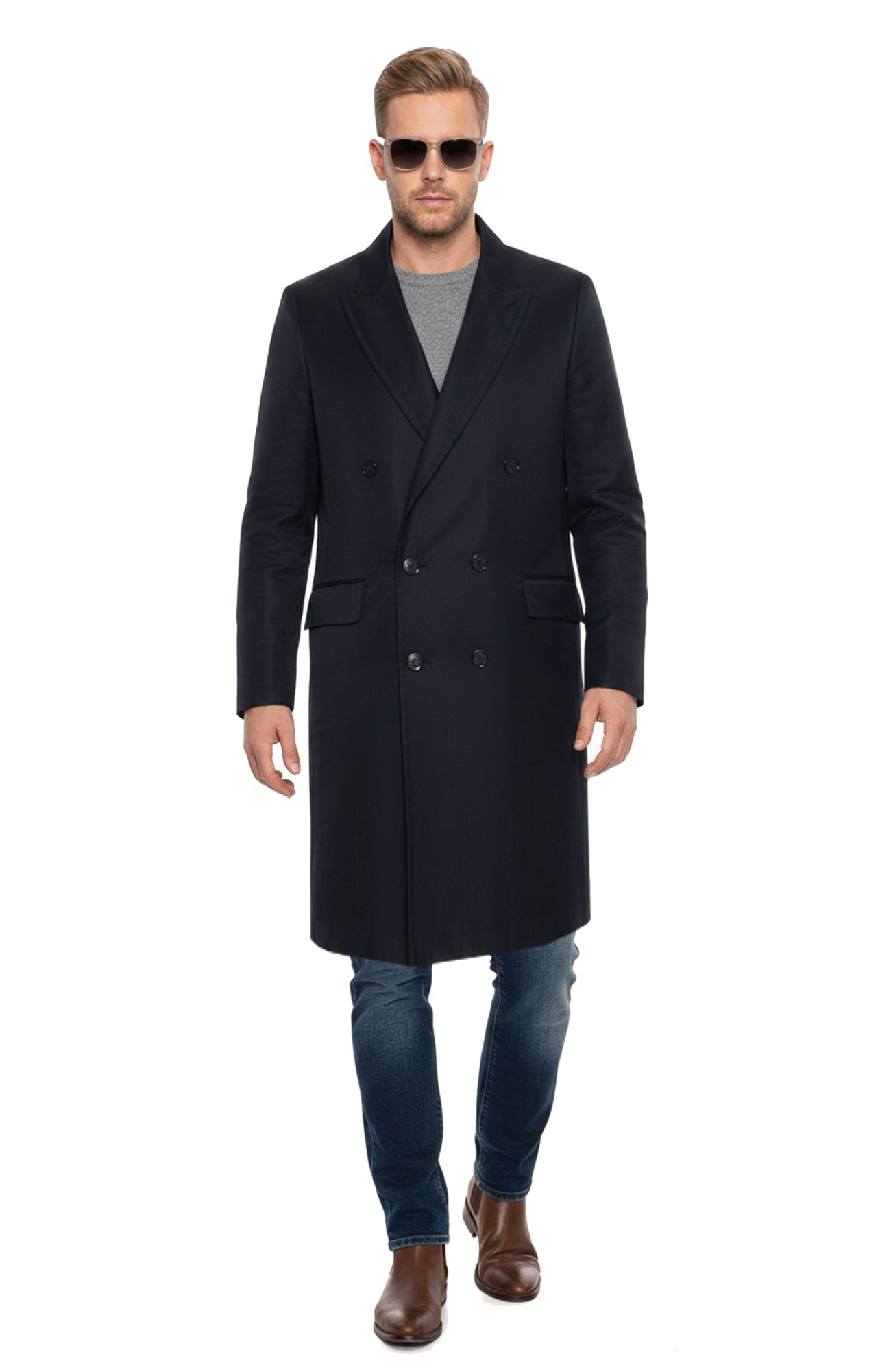Leo Black Double Breast Raincoat - MENS - Cardinal of Canada - CA - Leo Black Double Breast Raincoat