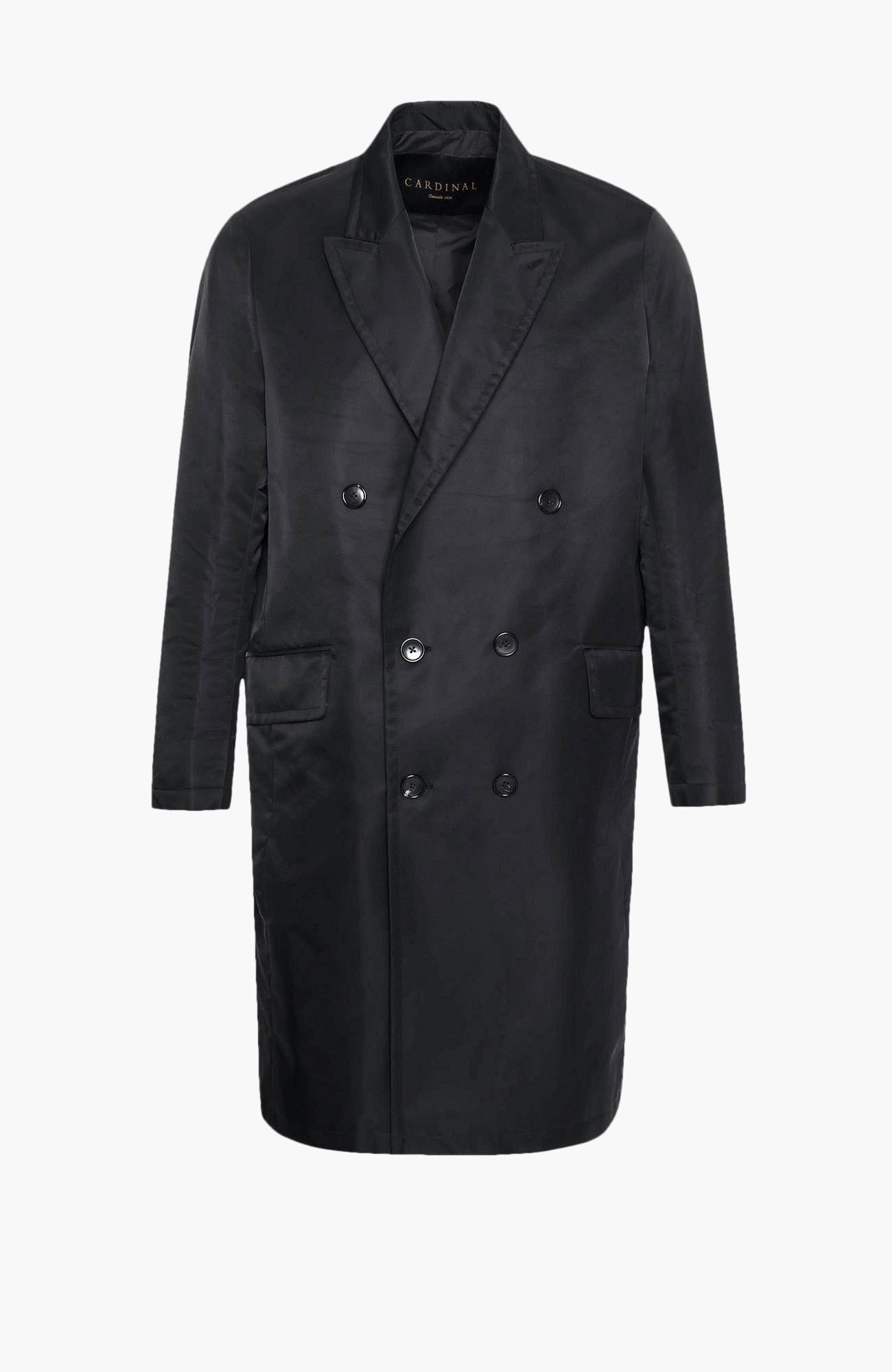 Leo Black Double Breast Raincoat - MENS - Cardinal of Canada-CA - Leo Black Double Breast Raincoat