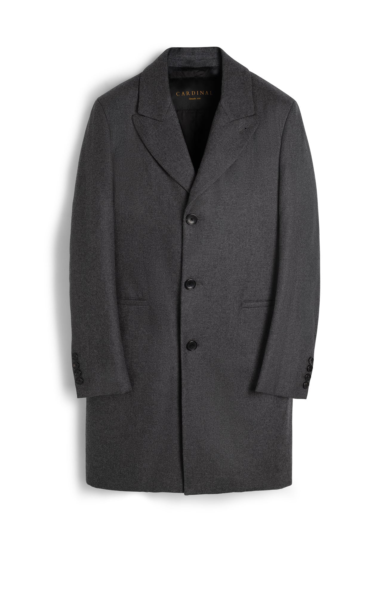 LIMITED EDITION: GRAPHITE WOOL & CASHMERE TOPCOAT - MENS - Cardinal of Canada - CA - LIMITED EDITION: GRAPHITE WOOL & CASHMERE TOPCOAT