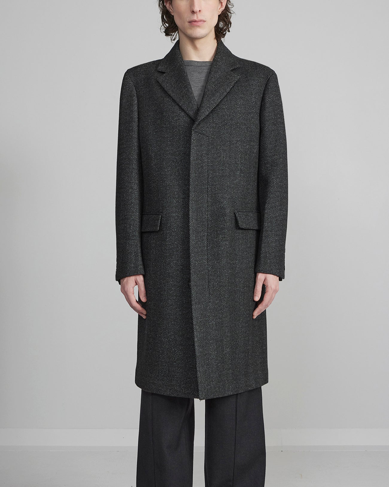 LIMITED EDITION: MERCER CHARCOAL HERRINGBONE WOOL TOPCOAT - MENS - Cardinal of Canada - CA - LIMITED EDITION: MERCER CHARCOAL HERRINGBONE WOOL TOPCOAT