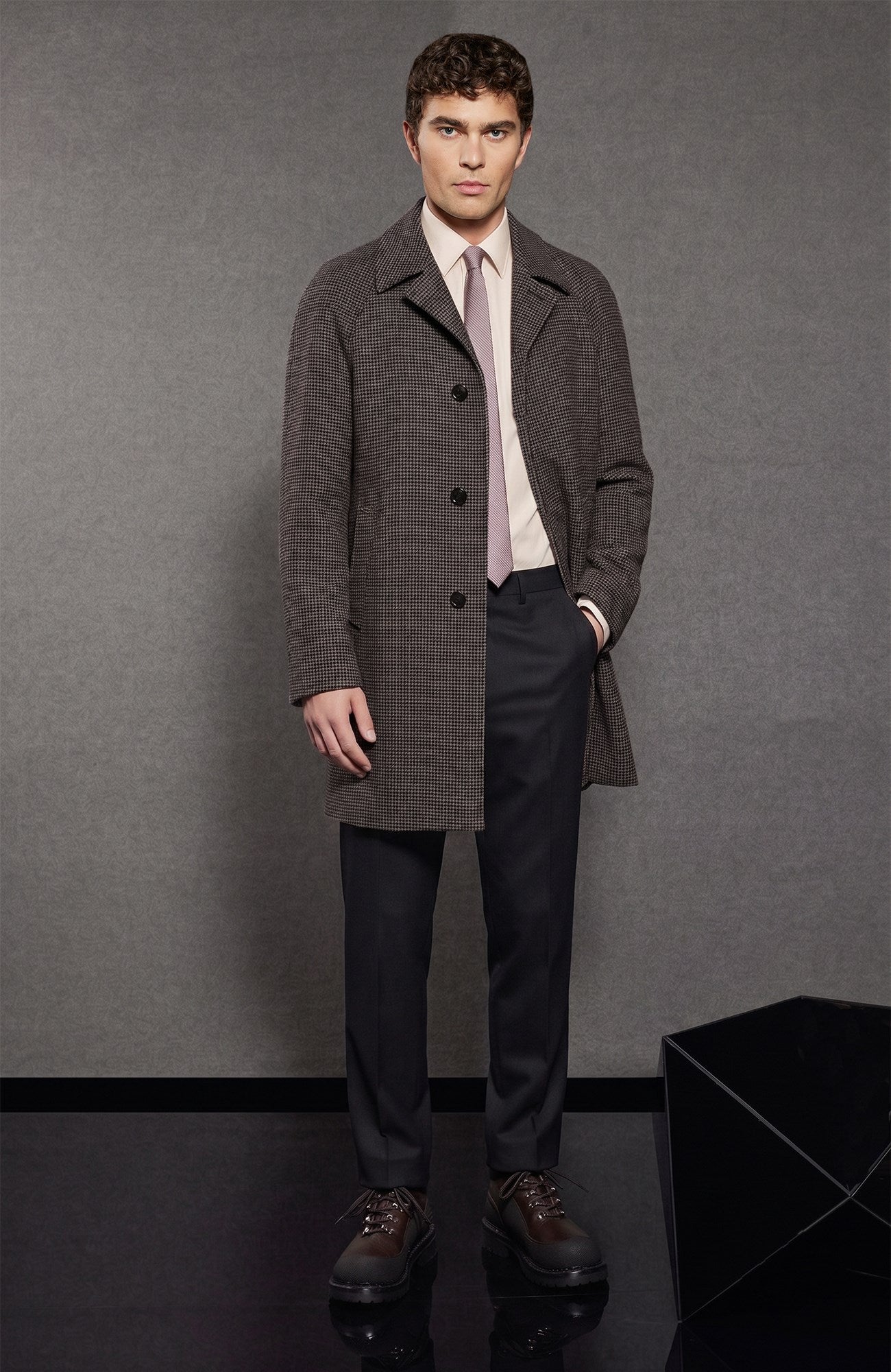 Limited Edition: Taylor Brown Houndstooth Wool Topcoat - MENS - Cardinal of Canada-CA - Limited Edition: Taylor Brown Houndstooth Wool Topcoat