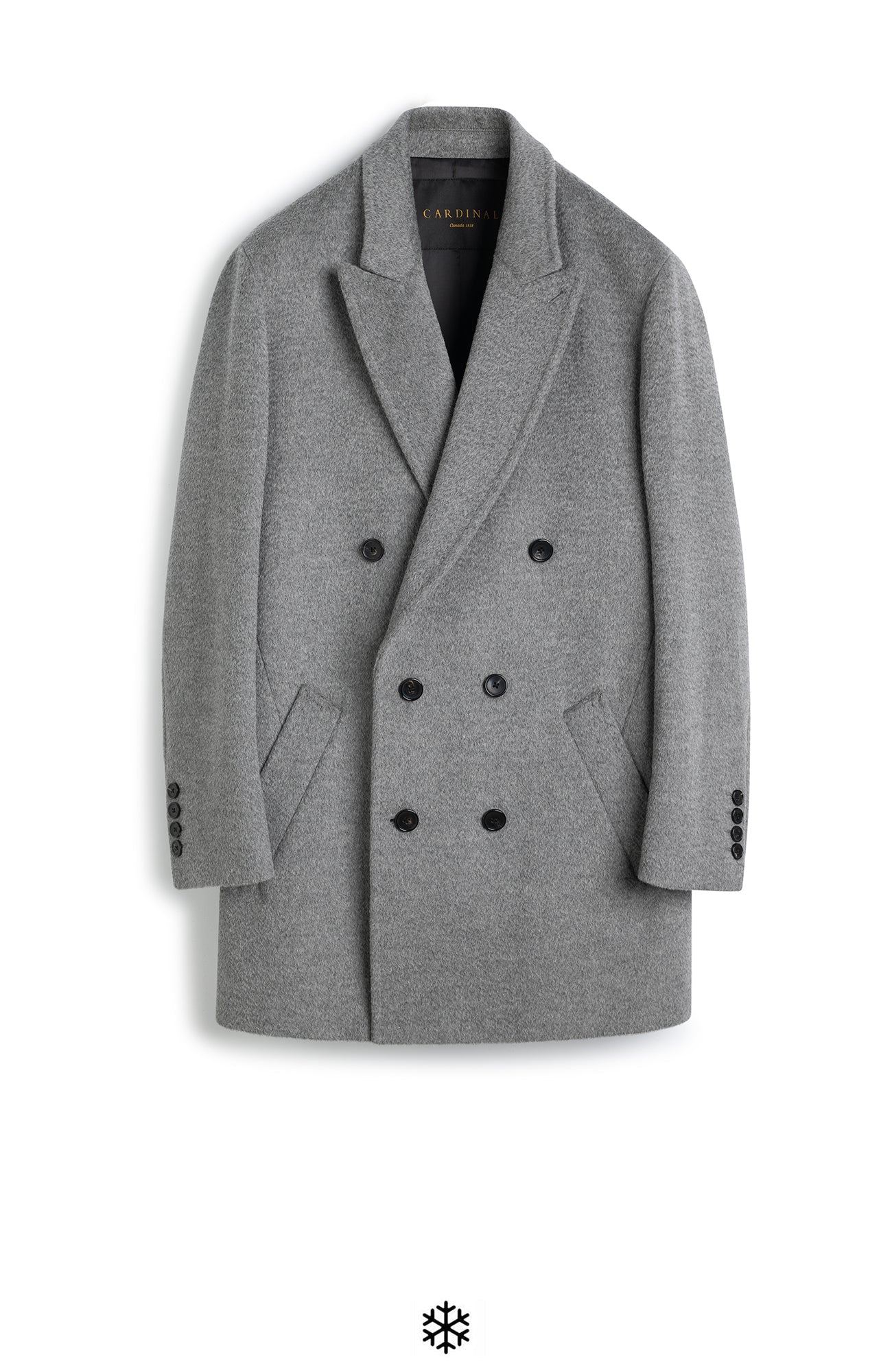 LOGAN WOOL & ALPACA DOUBLE BREAST GREY TOPCOAT - MENS - Cardinal of Canada - CA - LOGAN WOOL & ALPACA DOUBLE BREAST TOPCOAT 35 INCH LENGTH