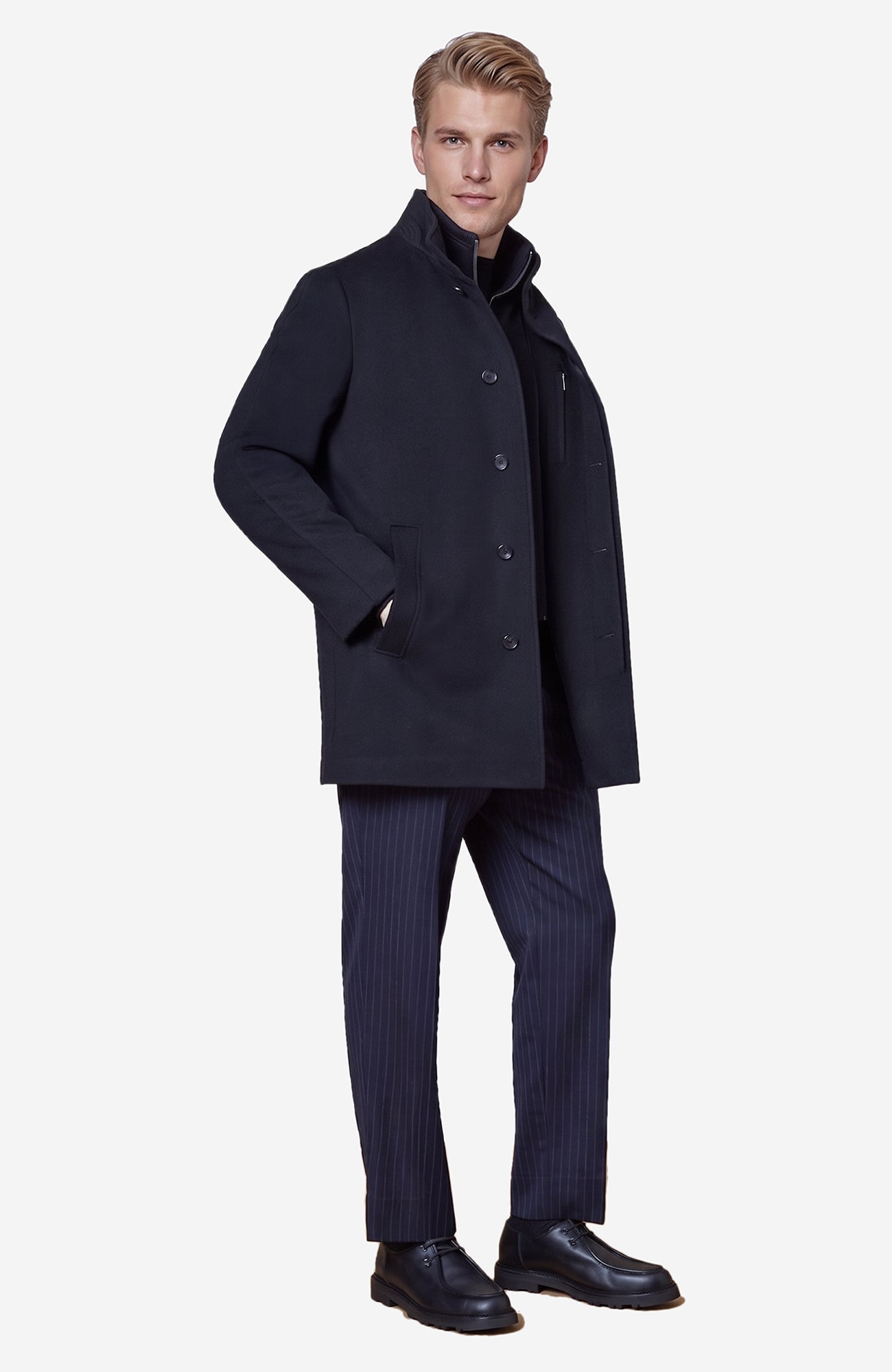 Mont-Royal Black Wool & Cashmere Car Coat
