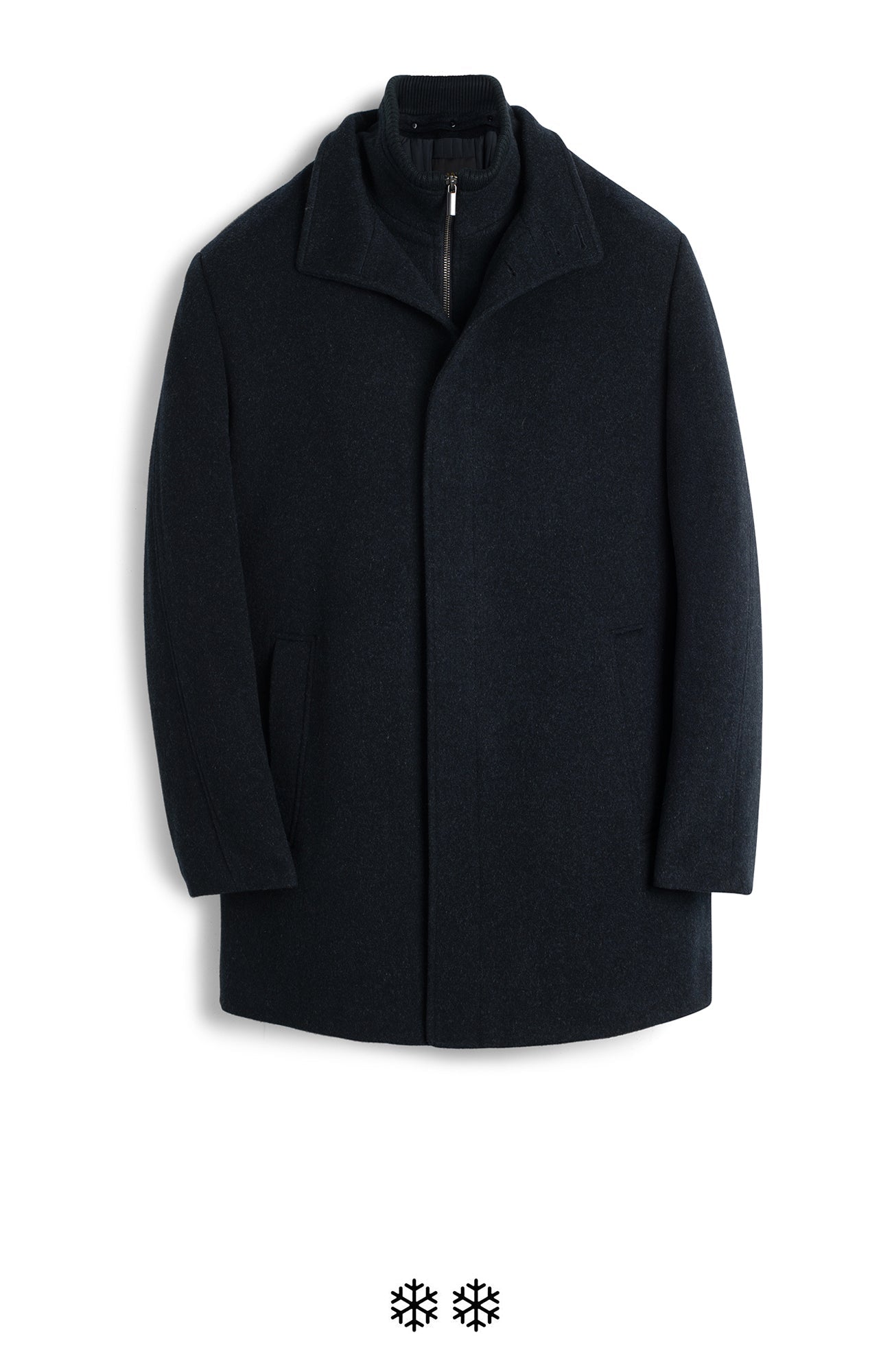 MONT ROYAL NAVY MELANGE WOOL CASHMERE CAR COAT