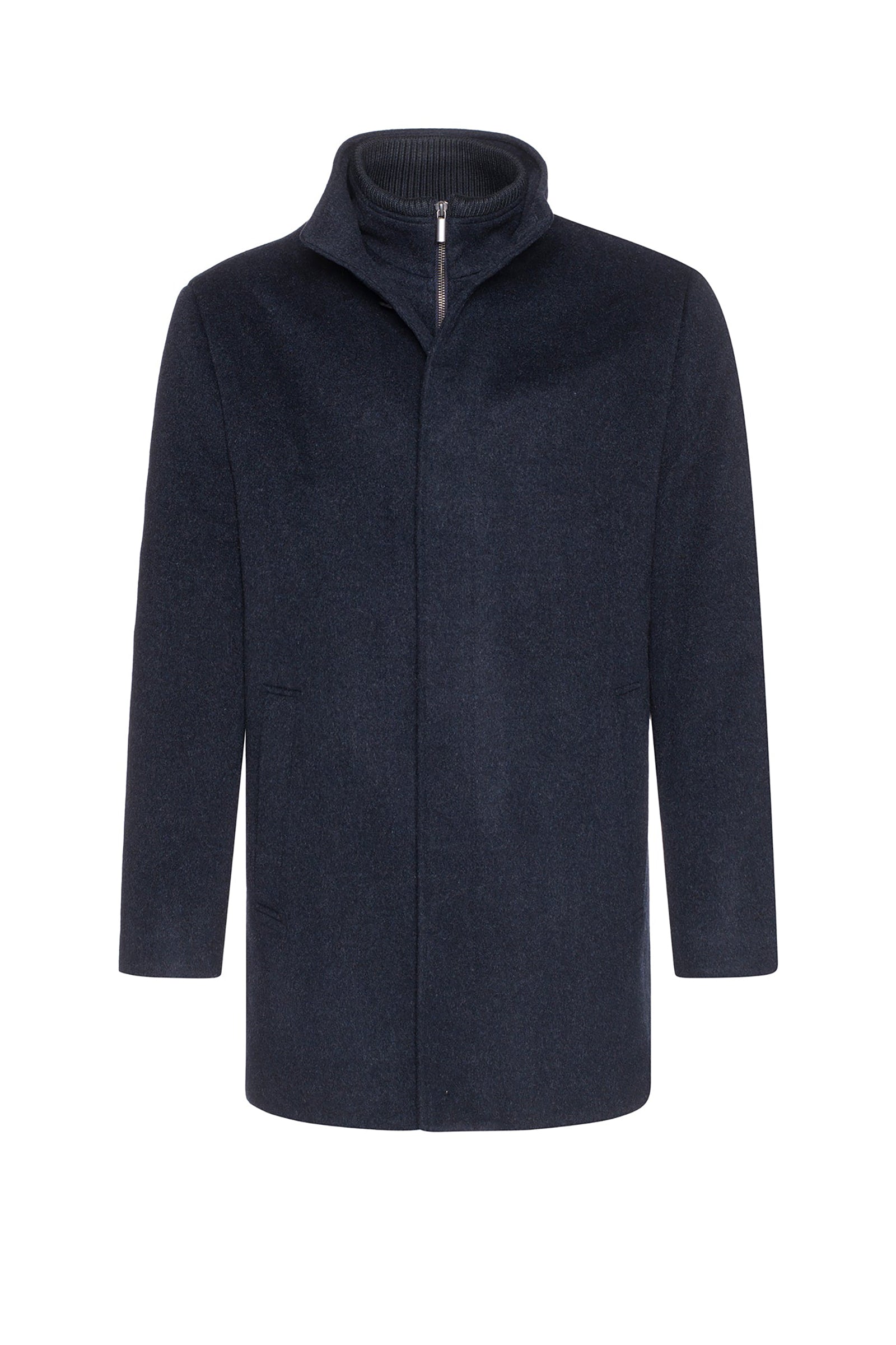  Mont-Royal - navy melange wool and cashmere topcoat 34 inch length