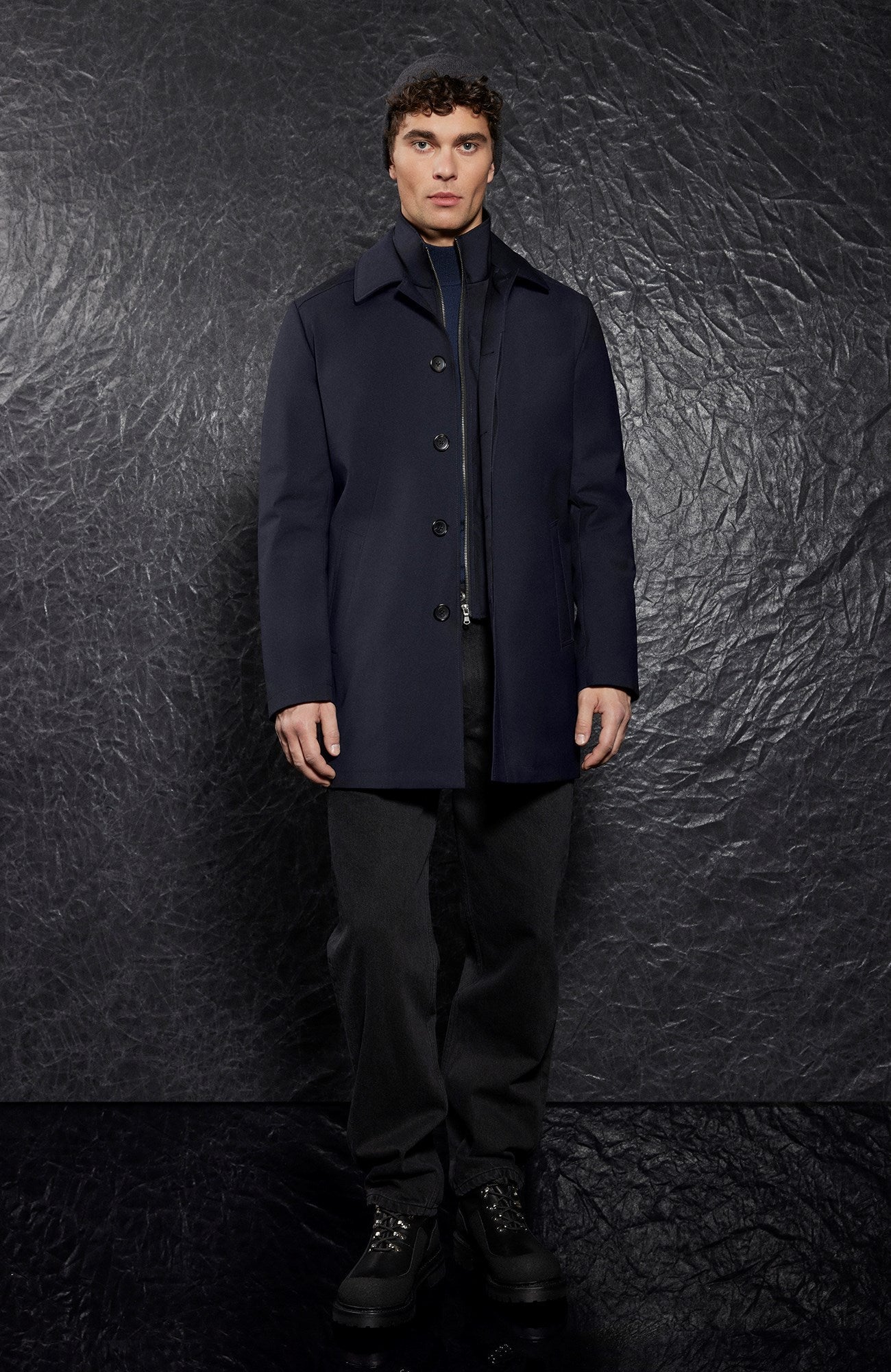 Samson Navy Wool City Coat - MENS - Cardinal of Canada-CA - Samson Navy Wool City Coat