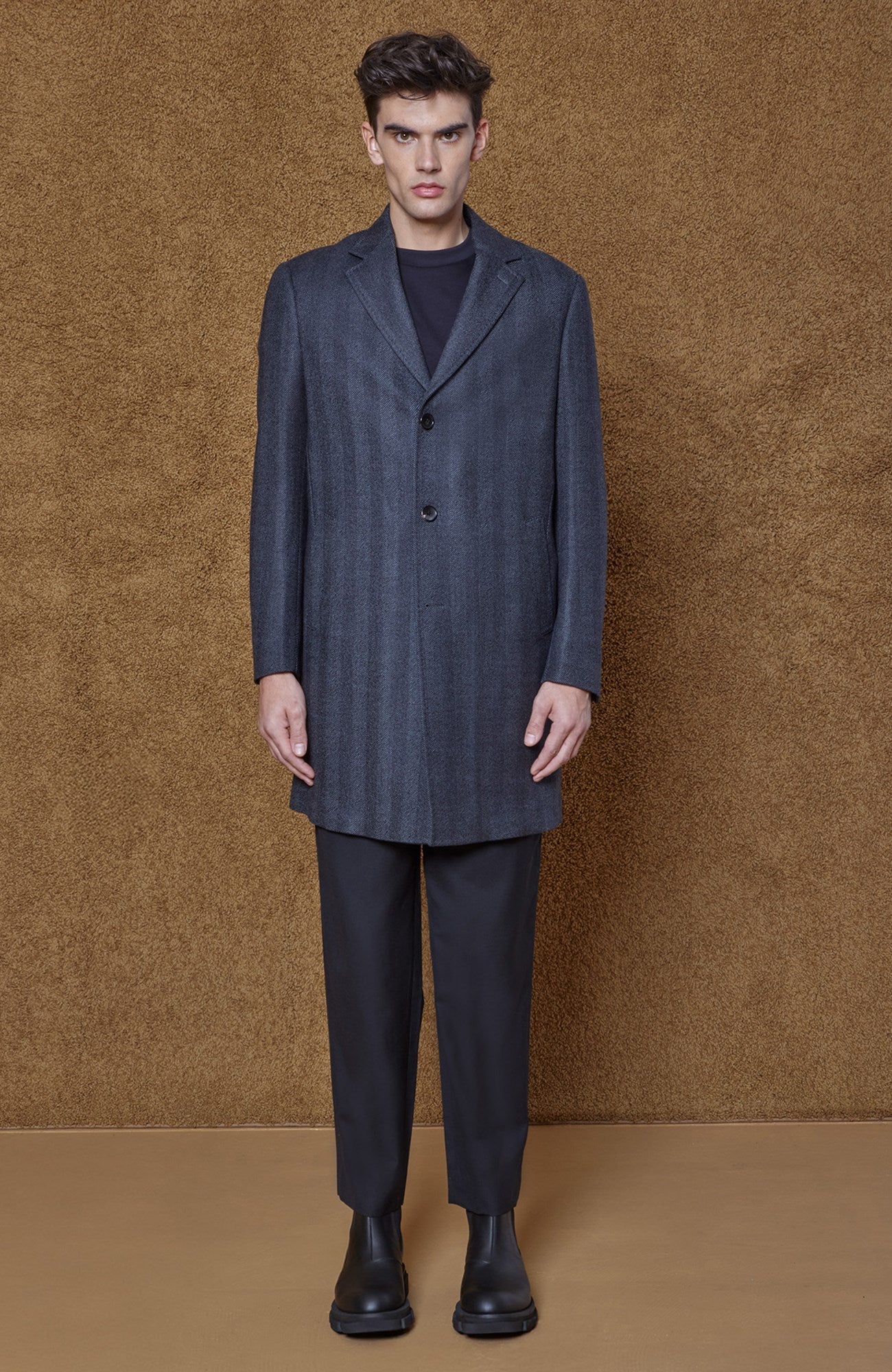 Stedwell Charcoal Herringbone Wool Topcoat - MENS - Cardinal of Canada - CA - Stedwell Charcoal Herringbone Wool Topcoat