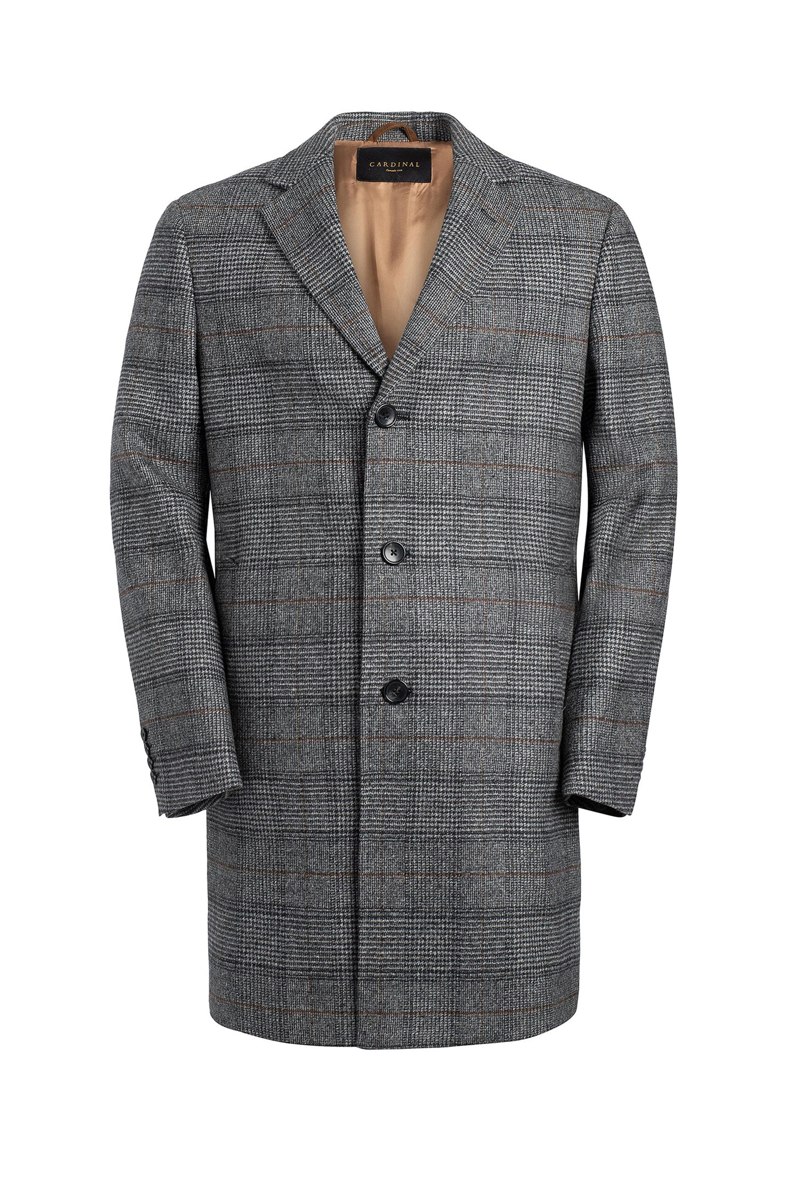 Stedwell top coat charcoal plaid wool 38 inch length